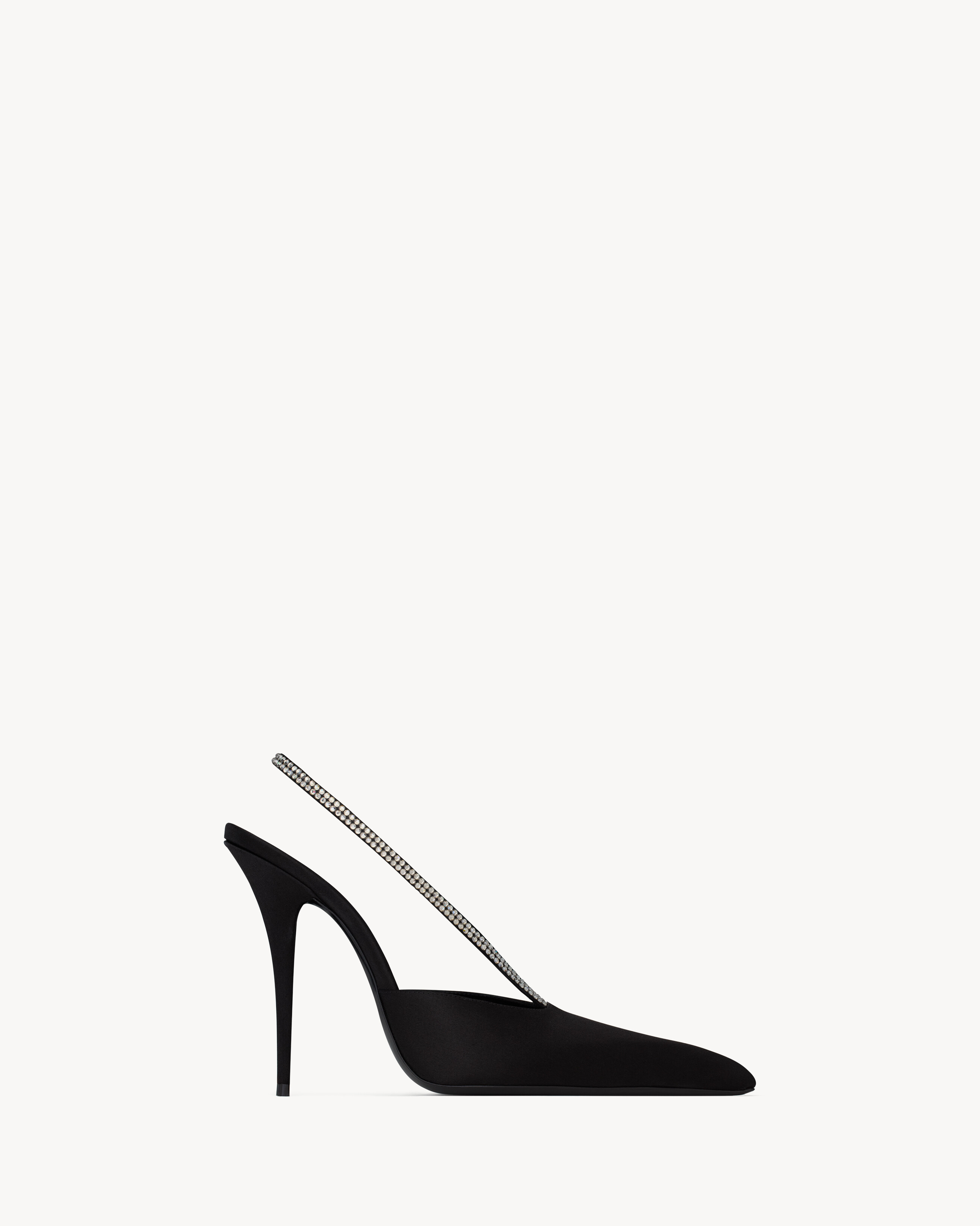 Saint Laurent Amanda Slingback Pumps In Satin Crepe And Rhinestones - Black - Women - 36