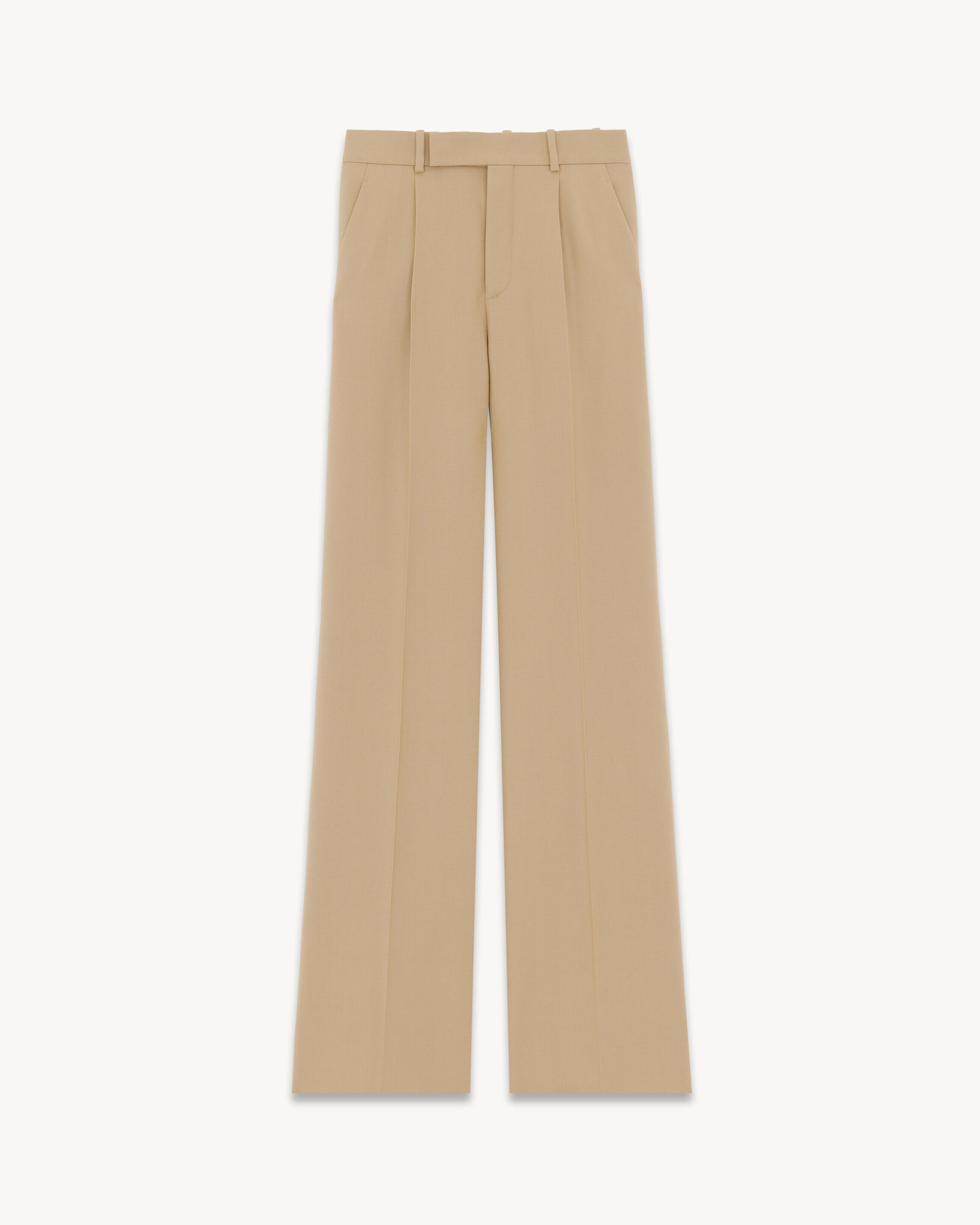 Saint Laurent Flared Pants In Wool Gabardine - Beige - Women - 34