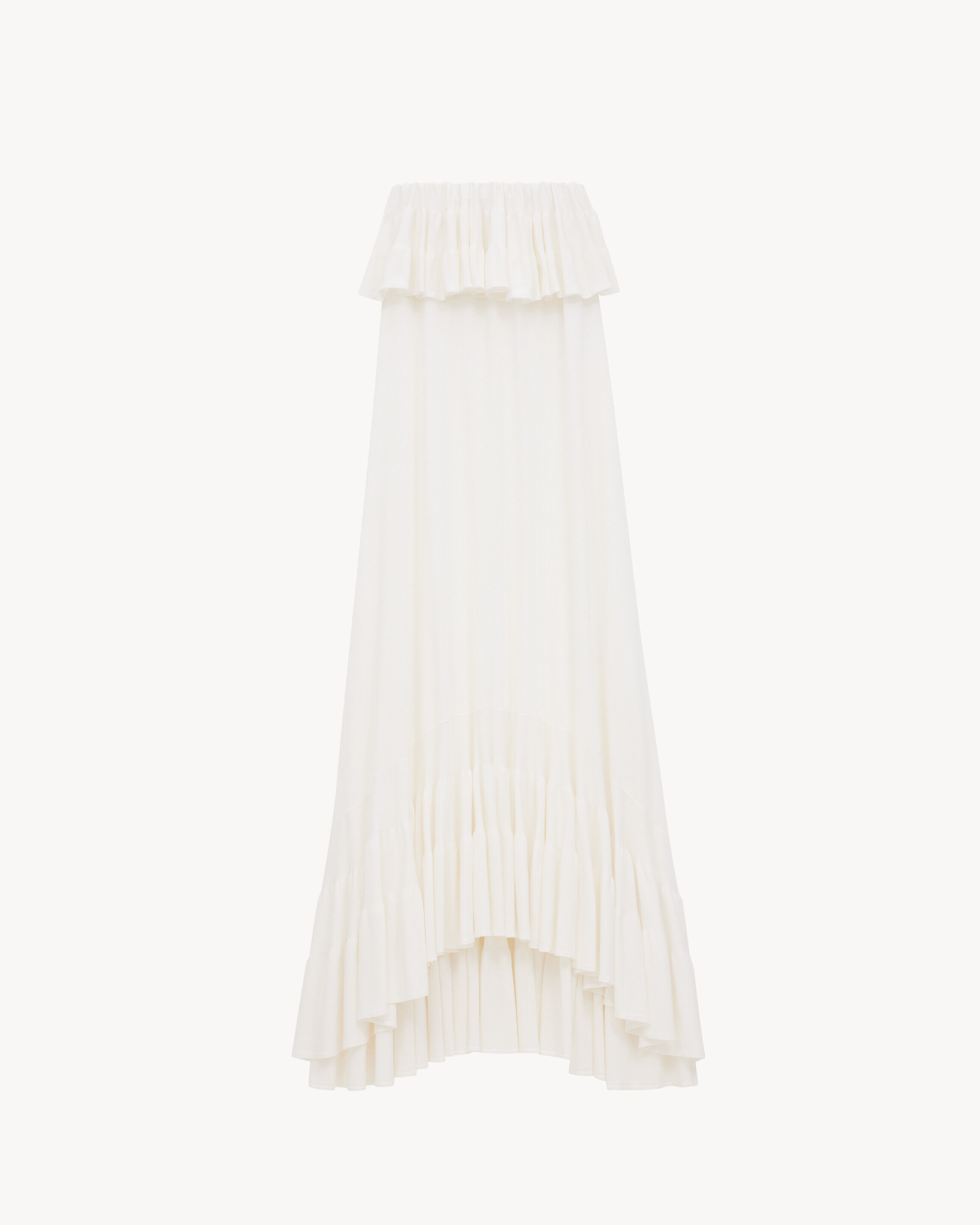 Saint Laurent Ruffled Dress In Silk Satin Crepe - White - Women - 40