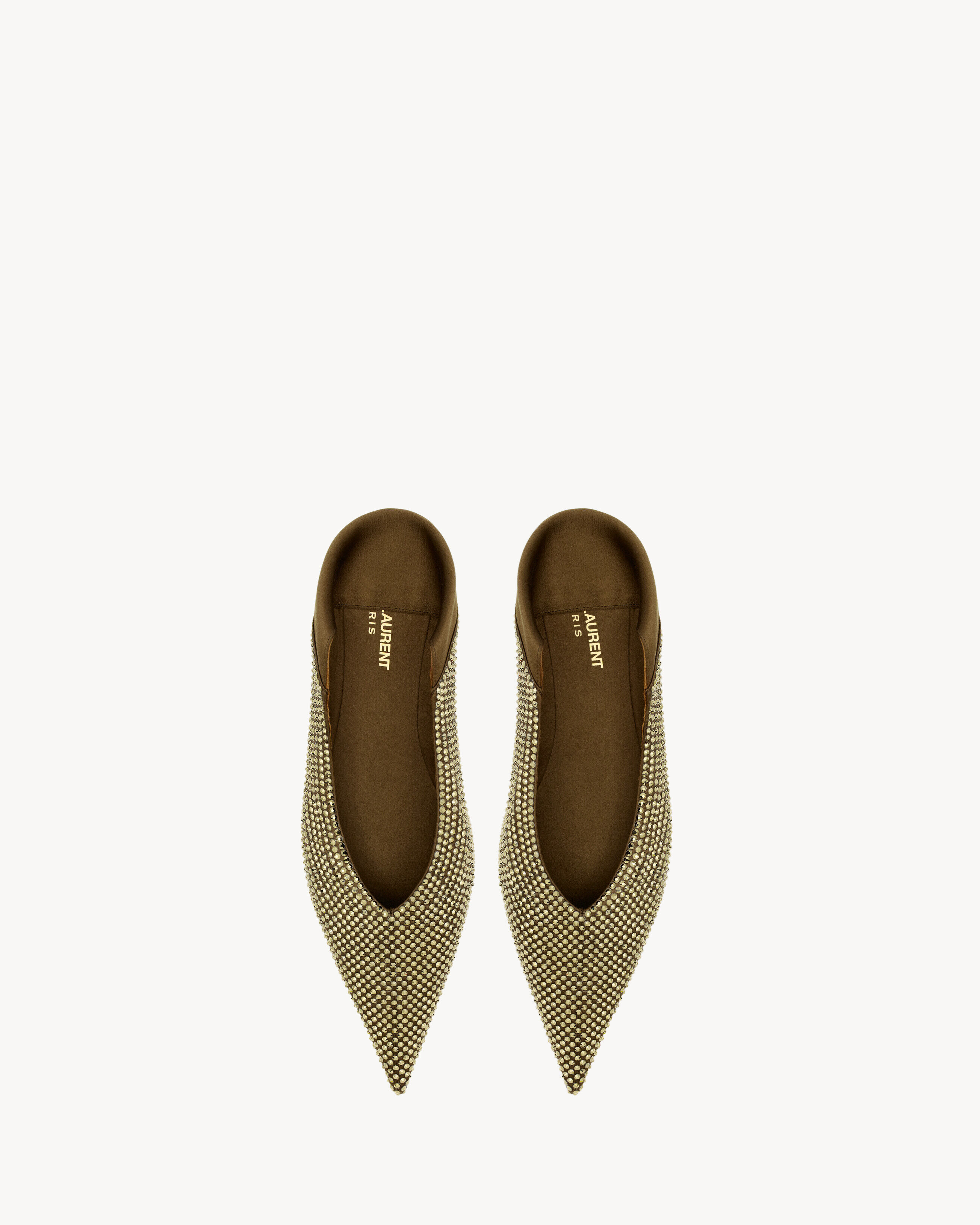 Saint Laurent Nour Slippers In Satin Crepe And Rhinestones - Green - Women - 34