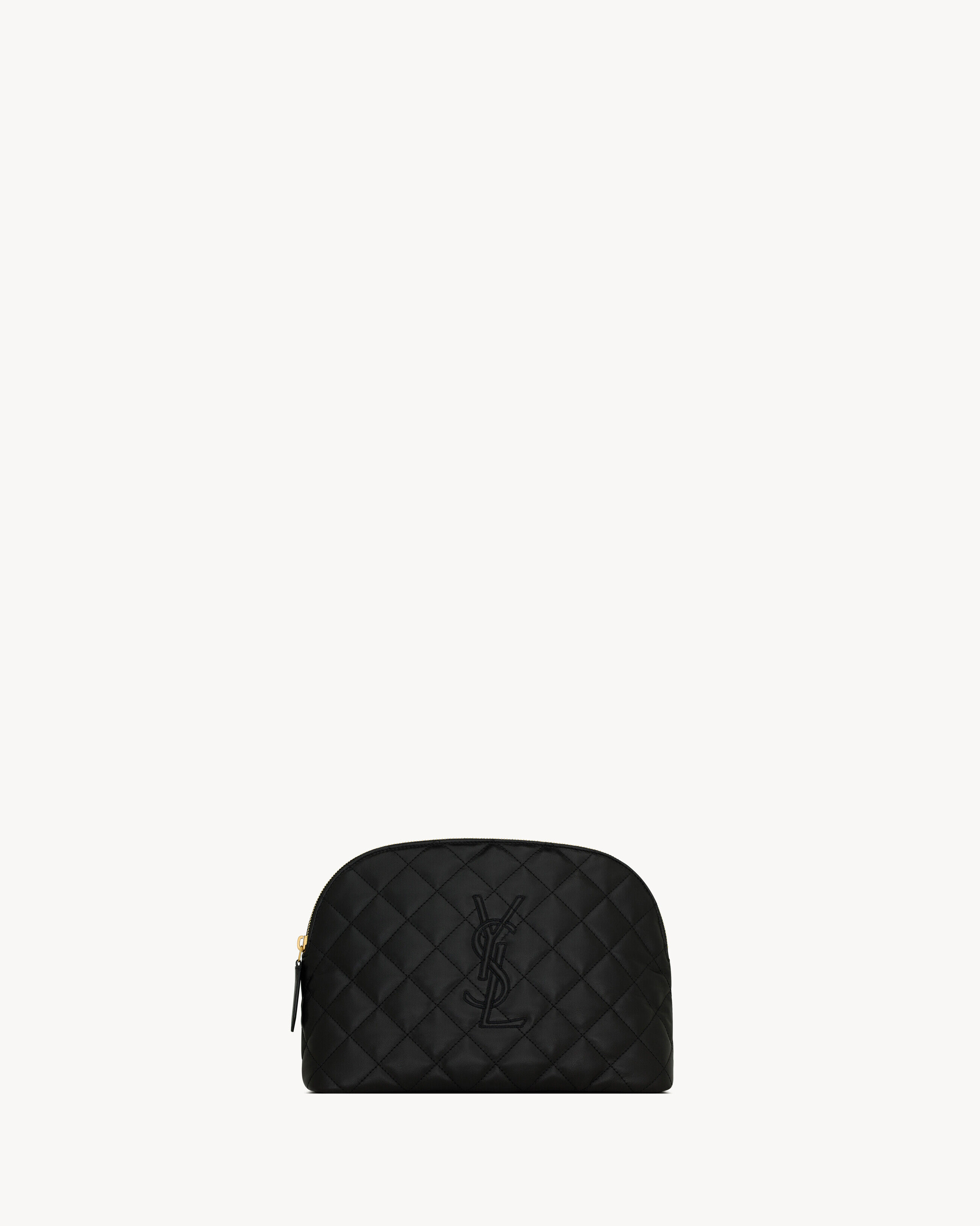 Saint Laurent Large Cosmetic Pouch In Leather - Black - Women