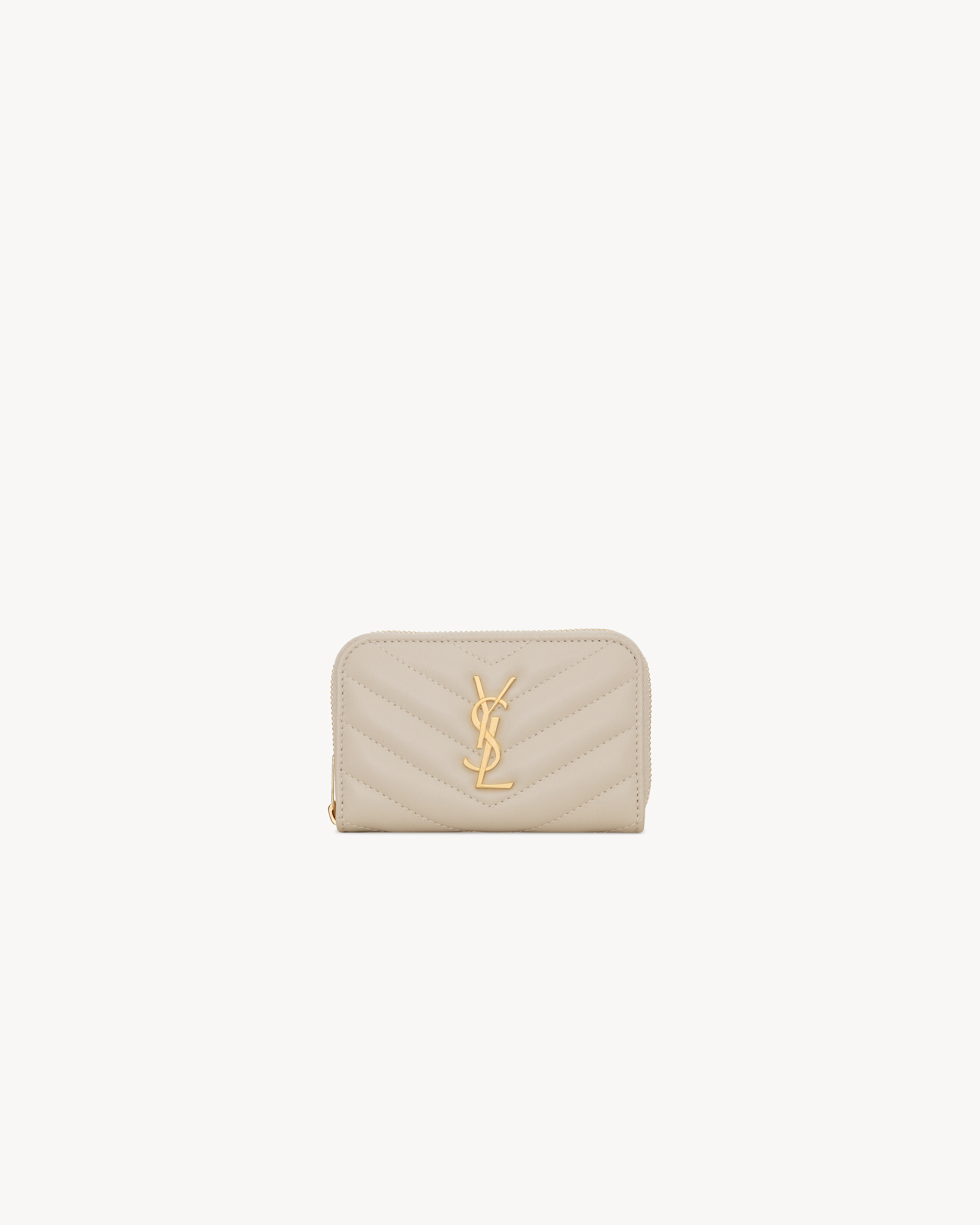 Saint Laurent Cassandre Matelassé Coin Card Wallet In Lambskin - White - Women