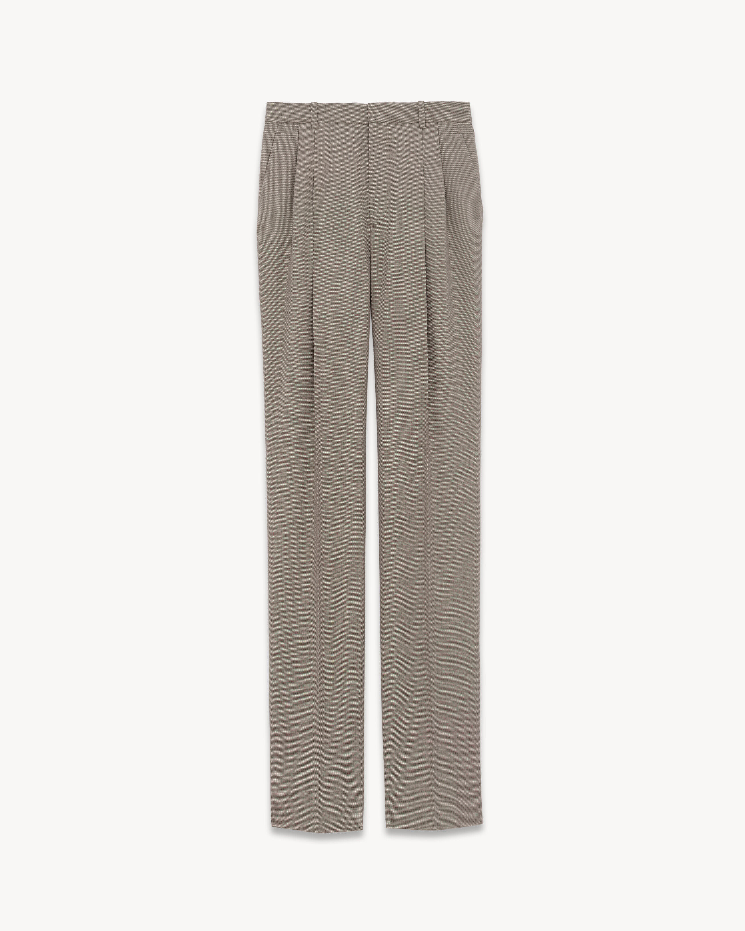 Saint Laurent High-Waisted Pants In Wool - Beige - Men - 36