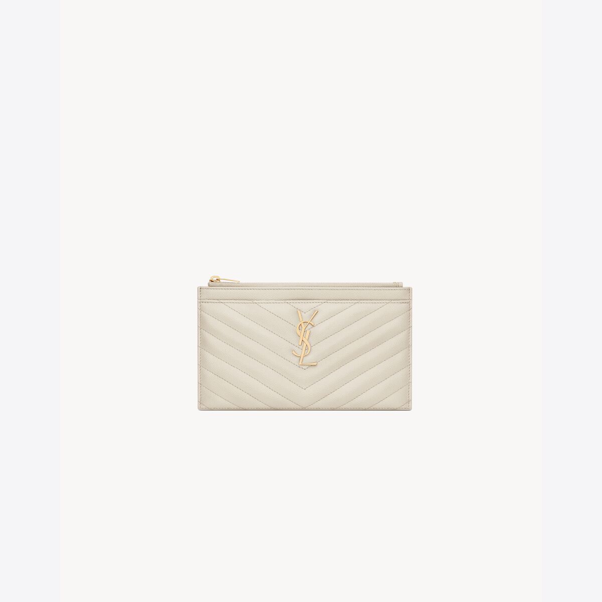 Saint Laurent Cassandre Matelassé Pouch In Grain De Poudre Leather - White - Women