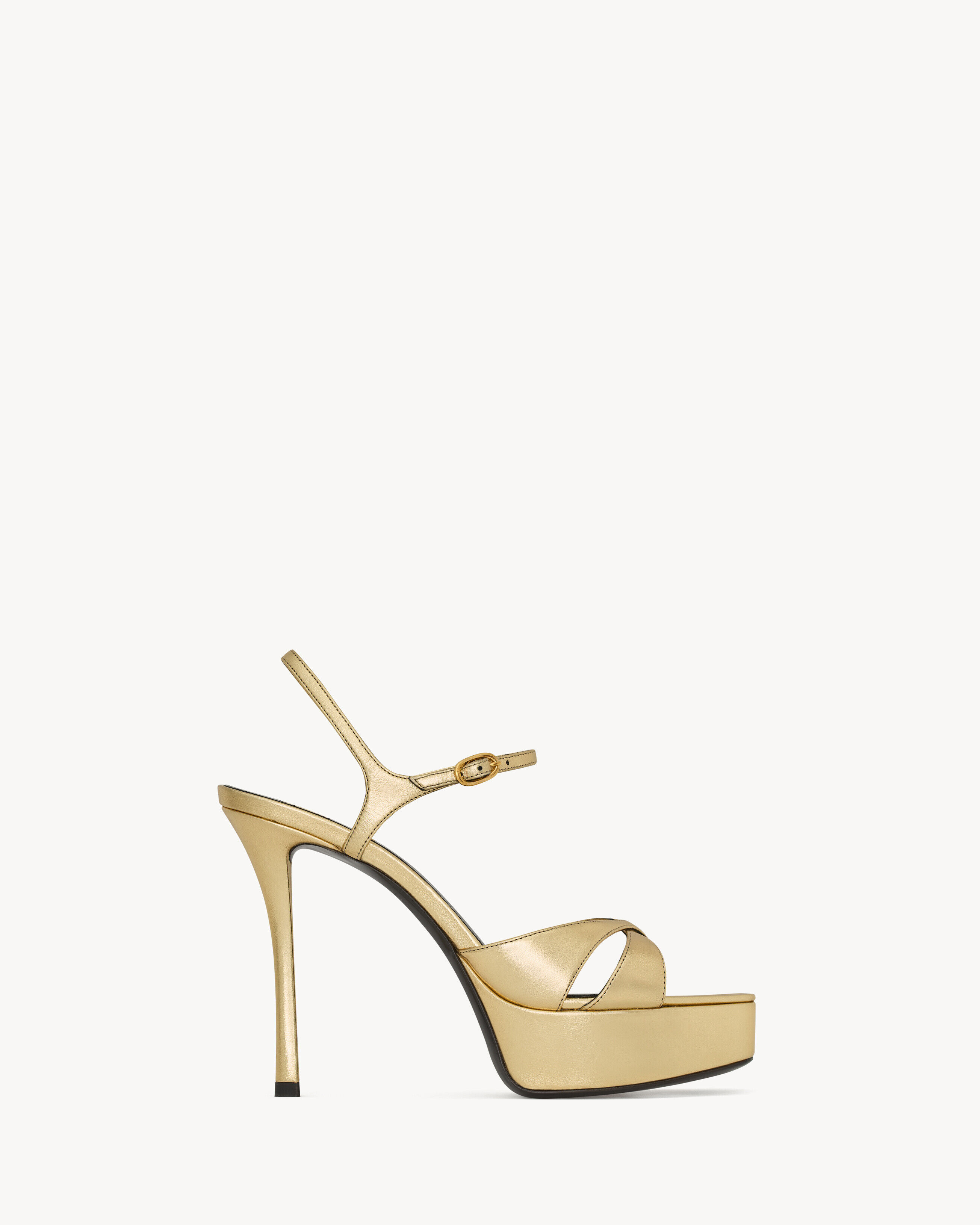 Saint Laurent Debbie Platform Sandals In Metallic Leather - Yellow/gold - Women - 36