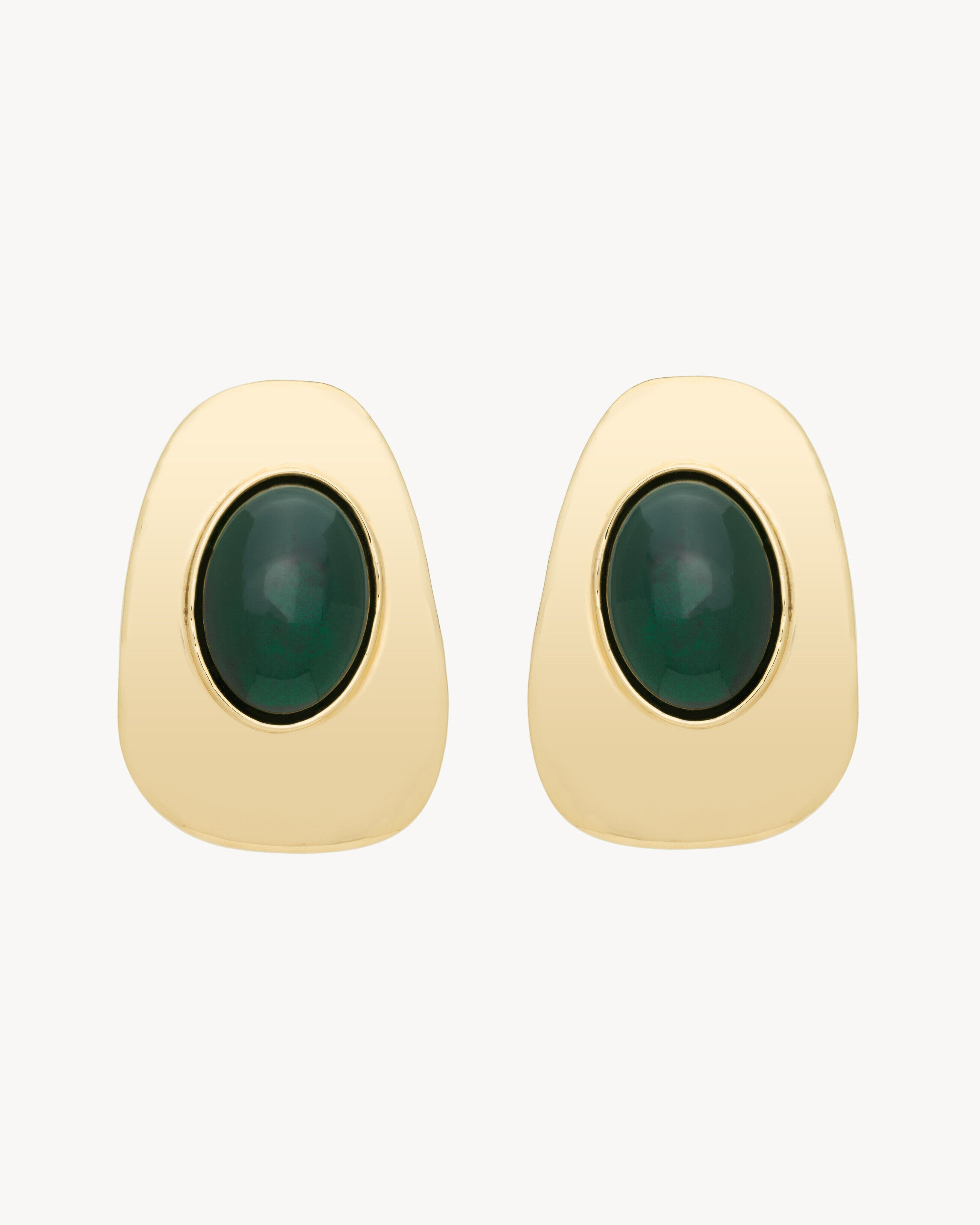 Saint Laurent Cabochon Earrings In Resin And Metal - Yellow/gold - Women