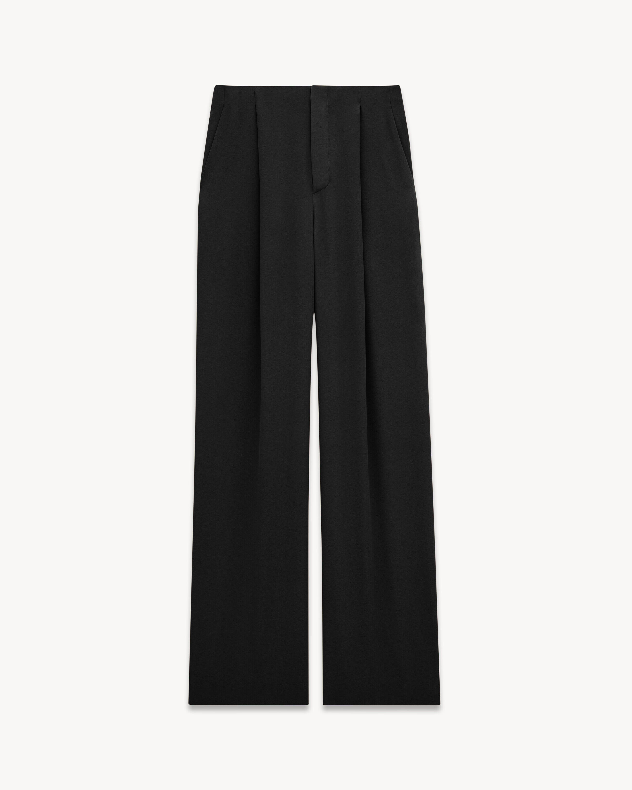 Saint Laurent 90'S Pants In Silk Crepe - Black - Men - 36