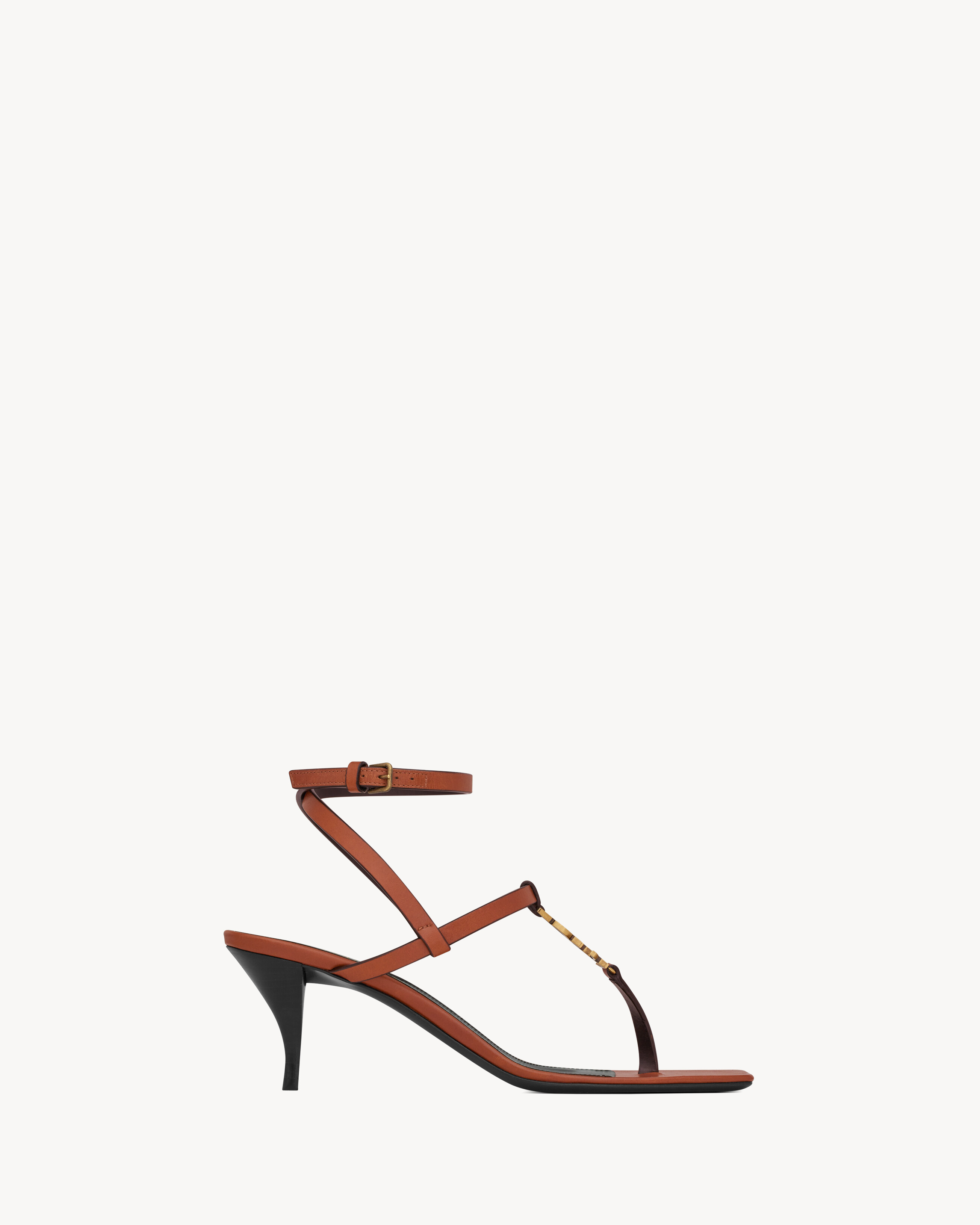 Saint Laurent Cassandra Sandals In Smooth Leather - Amber - Women - 37.5