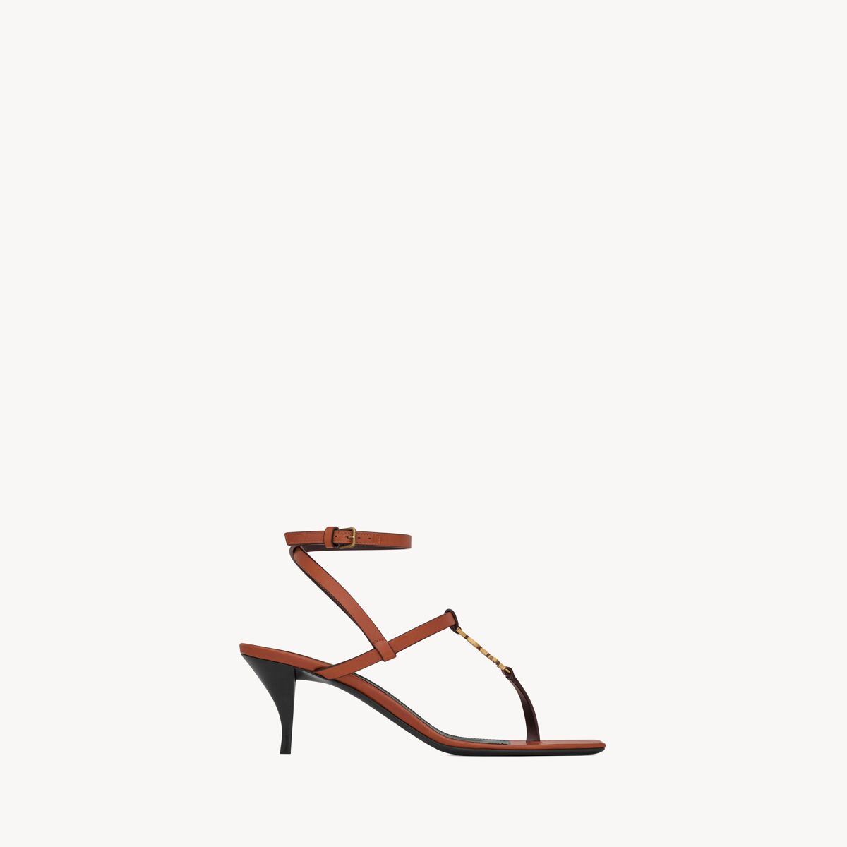 Saint Laurent Cassandra Sandalen Aus Glattleder - Bernstein - Damen - 37
