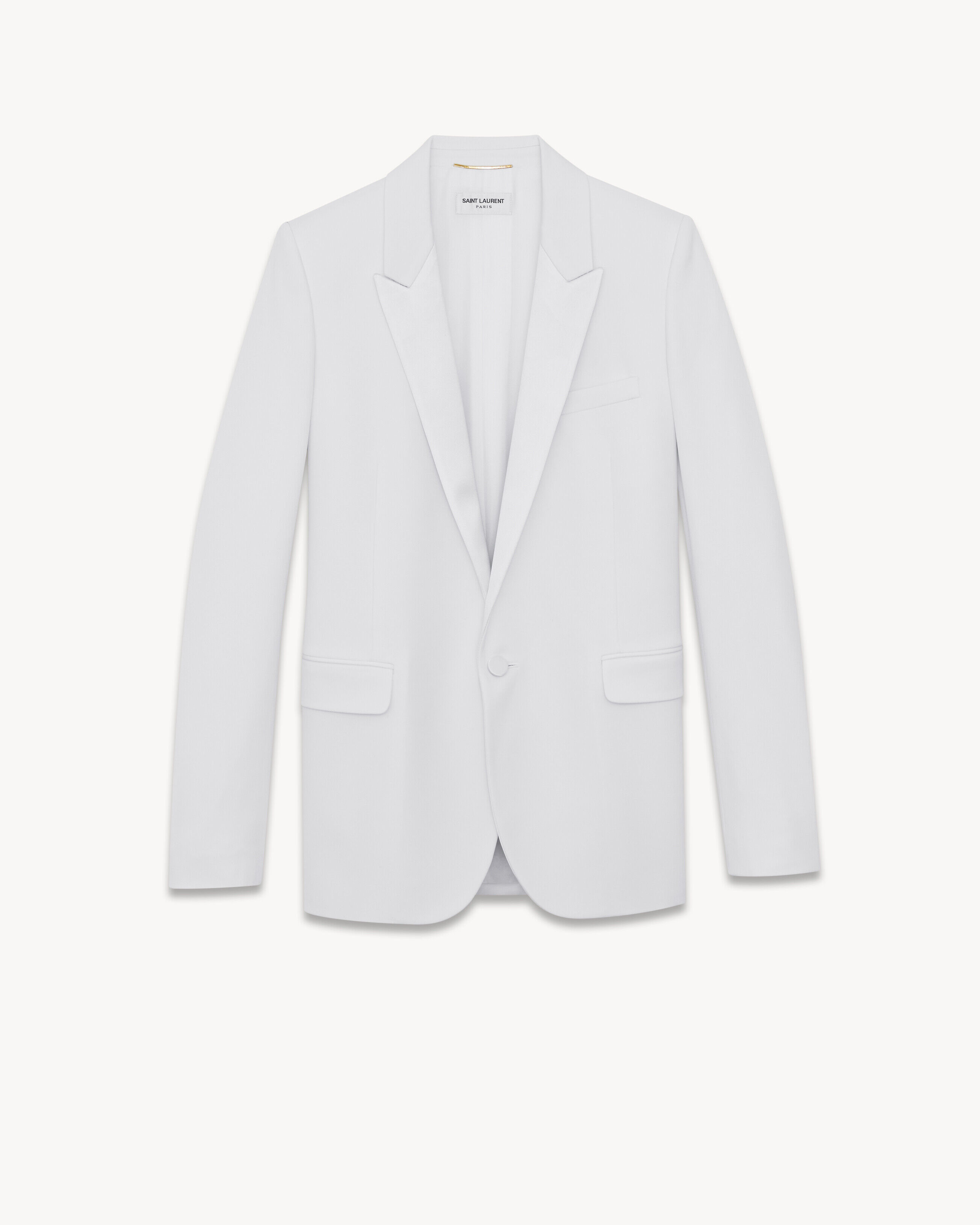 Saint Laurent Giacca Tuxedo Bianca In Grain De Poudre - Bianco - Donna - 46