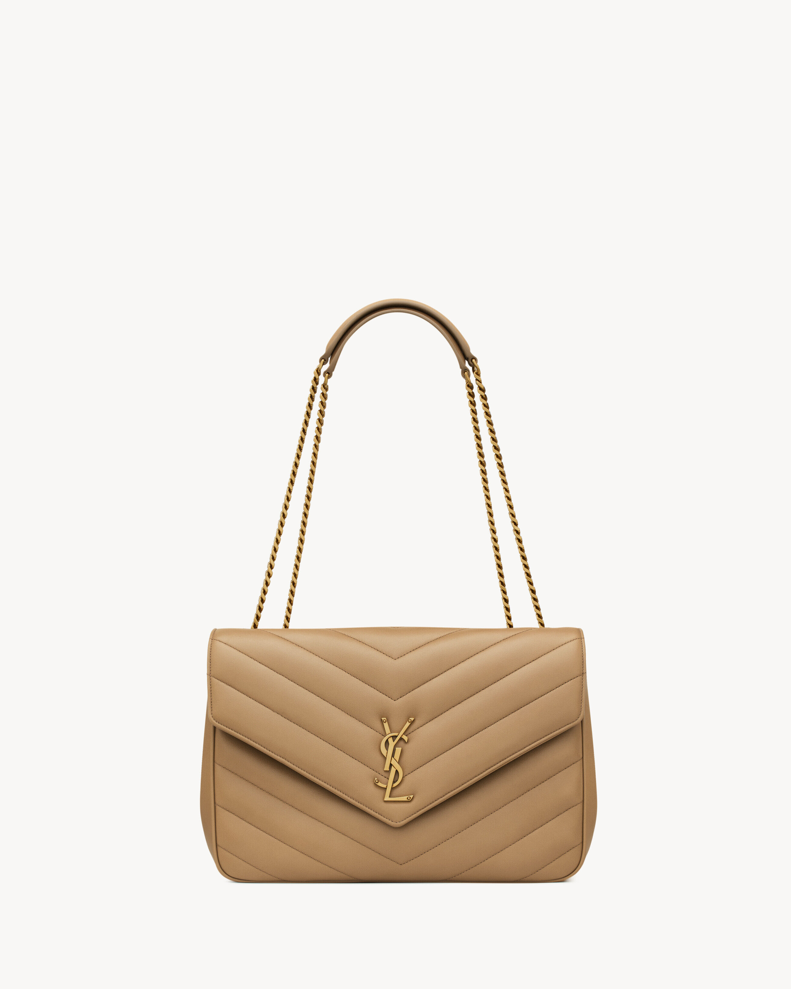 Saint Laurent Loulou Large In Matelassé Lambskin - Beige - Women
