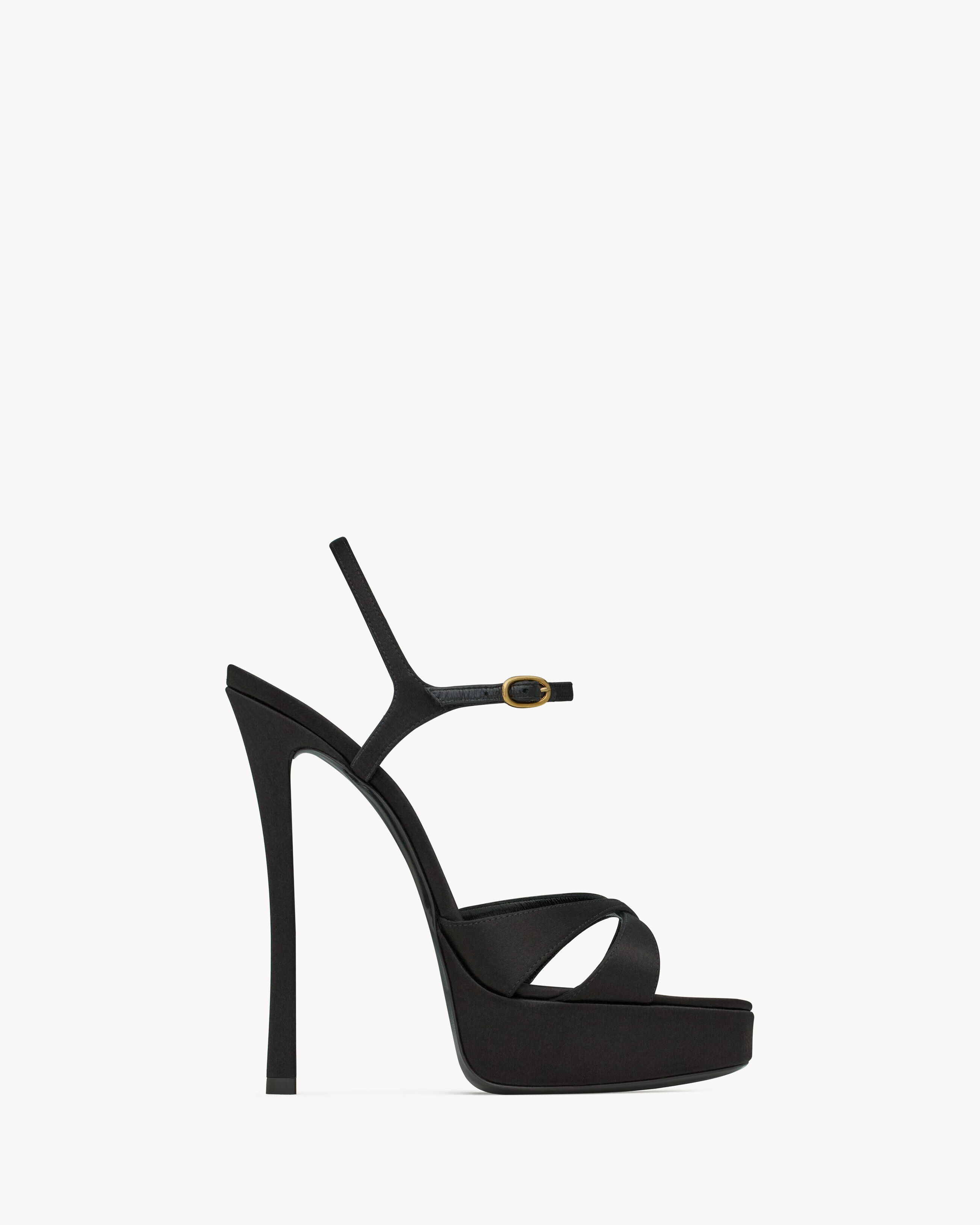 Saint Laurent Debbie Platform Sandals In Satin Crepe - Black - Women - 38