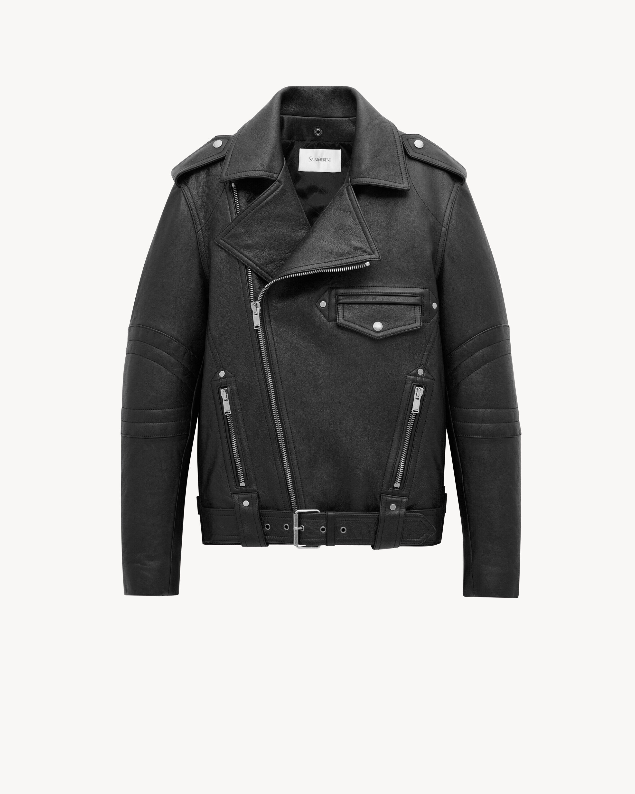 Saint Laurent Biker Jacket In Vintage Leather And Shearling - Black - Women - 40