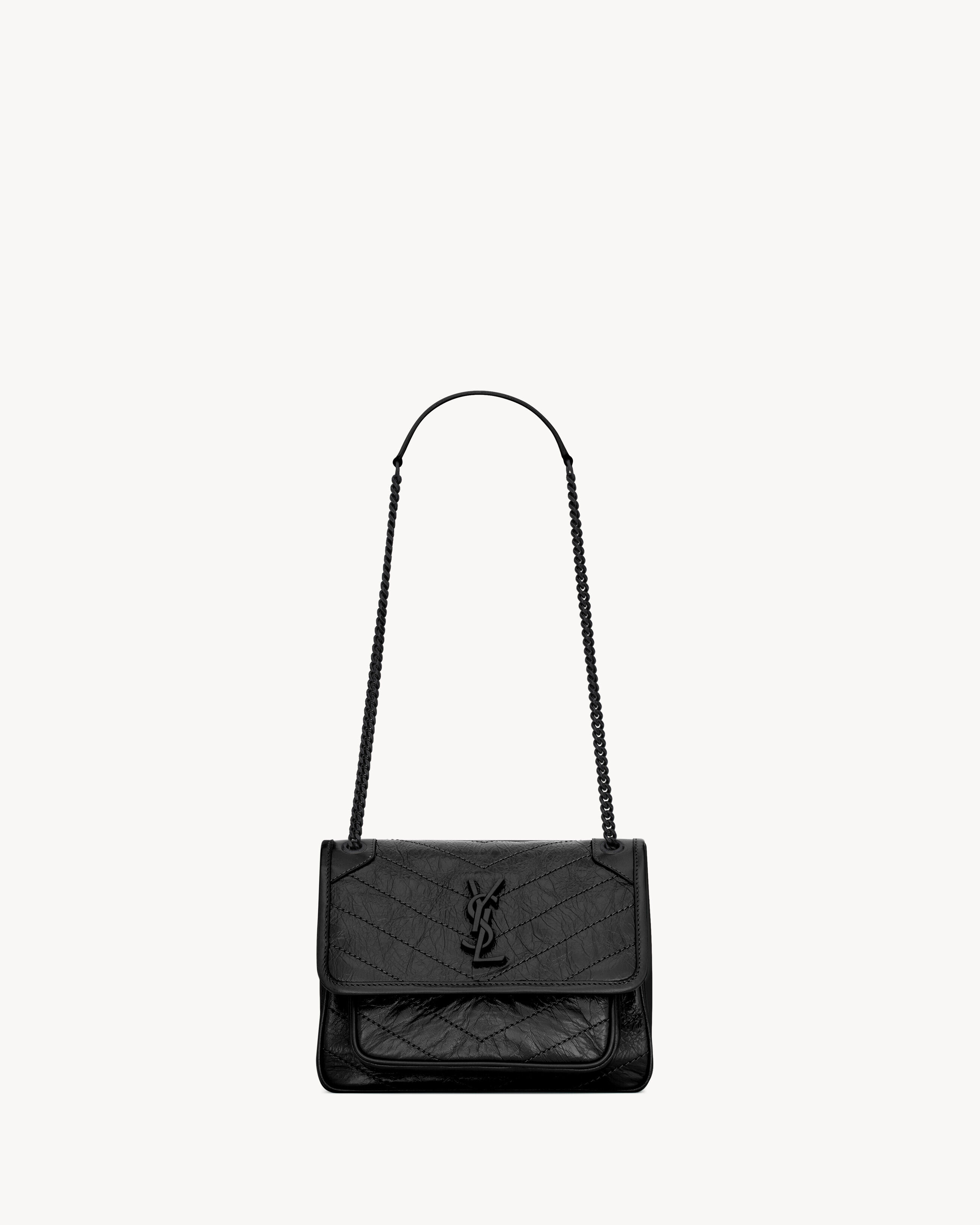 Saint Laurent Niki Baby In Vintage Leather - Black - Women