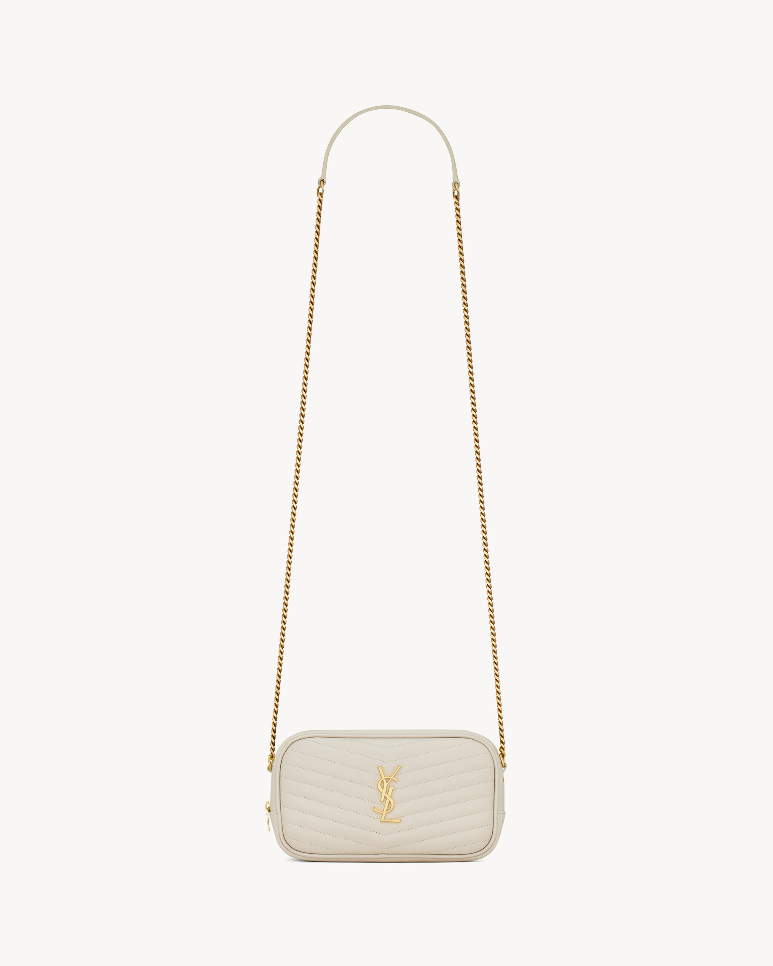 Saint Laurent Mini Lou In Quilted Leather - White - Women