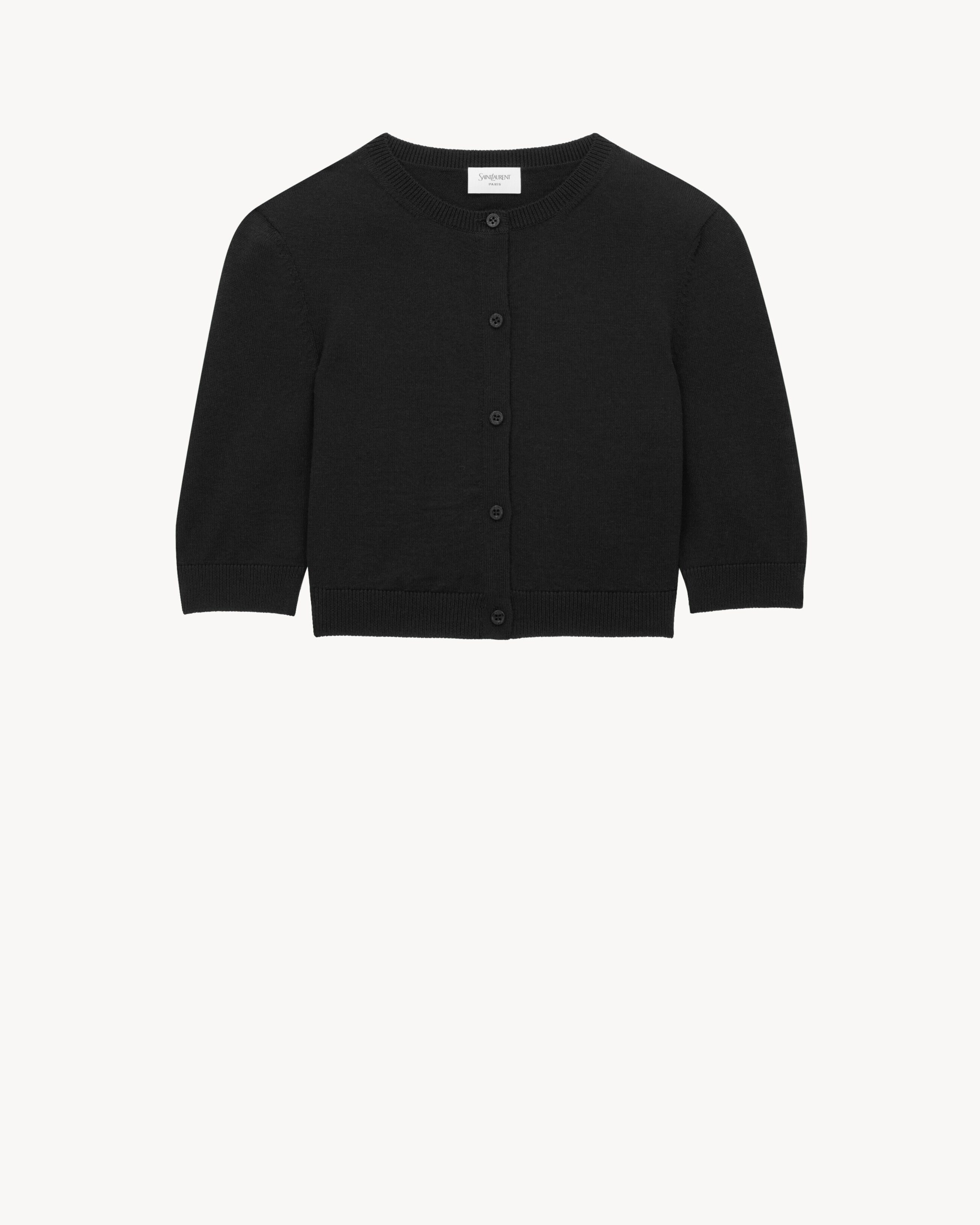 Saint Laurent Cropped Cardigan In Wool - Black - Women - XL
