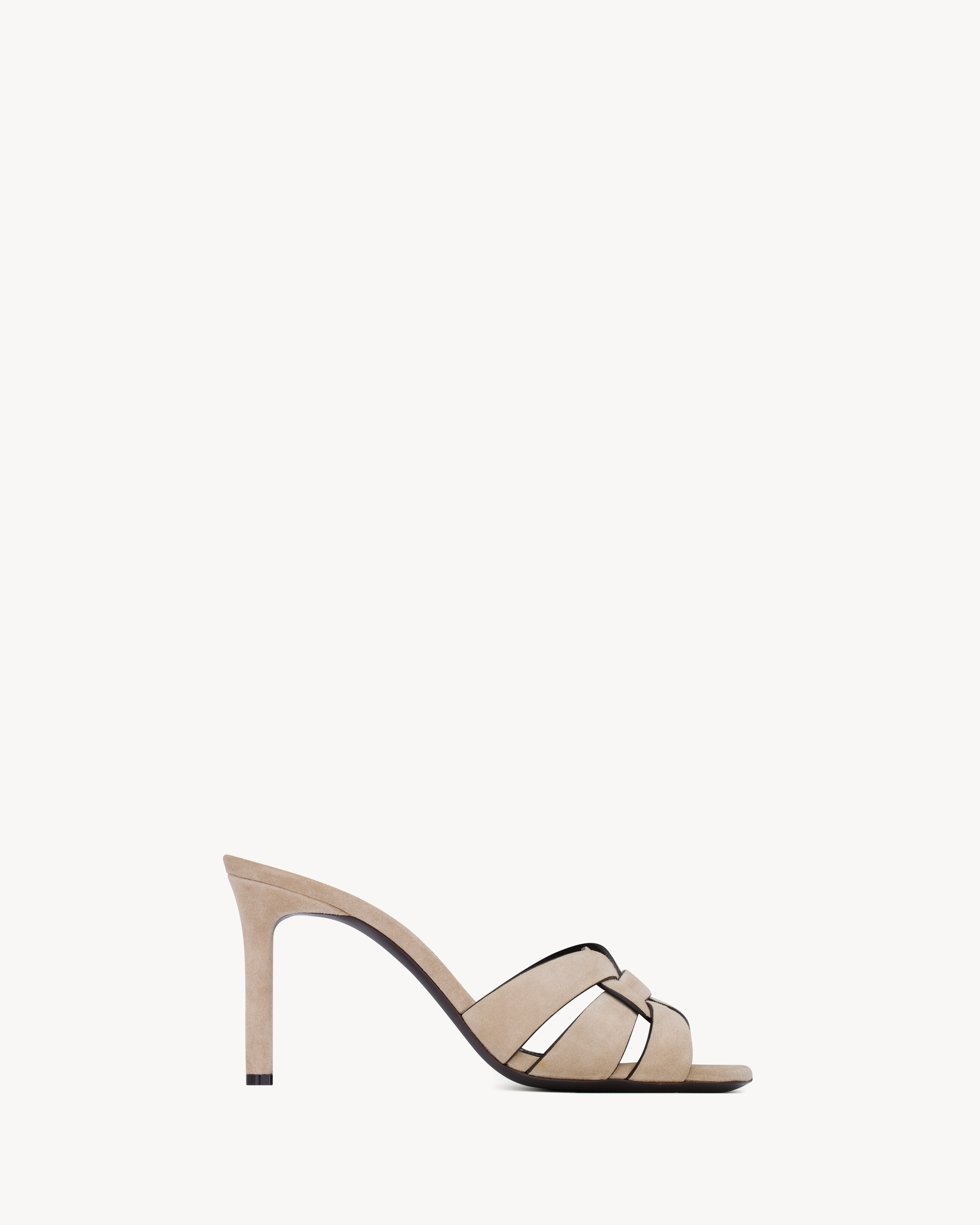 Saint Laurent Tribute Mules In Suede - White - Women - 36.5