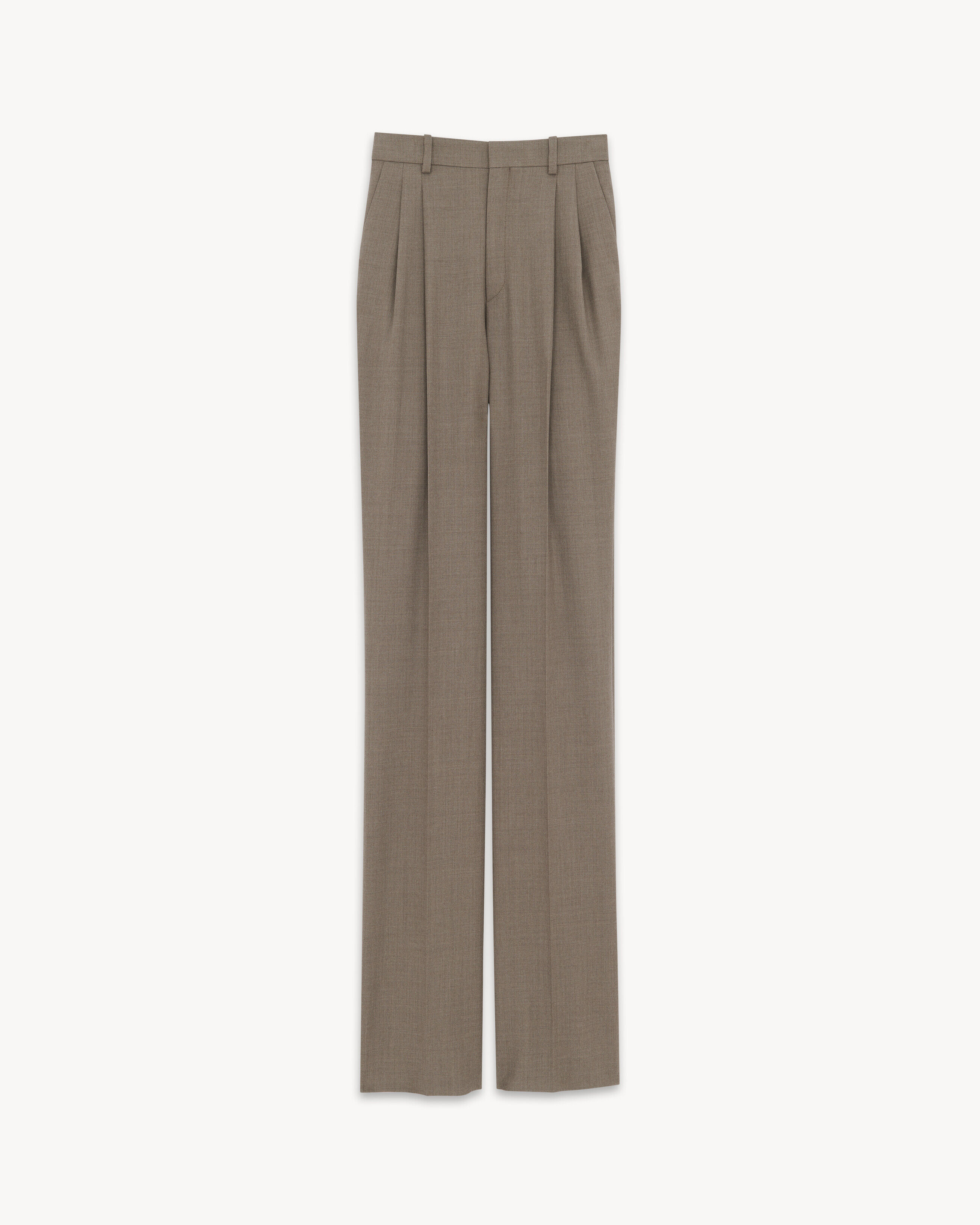 Saint Laurent Pantaloni A Vita Alta In Lana - Verde - Donna - 42