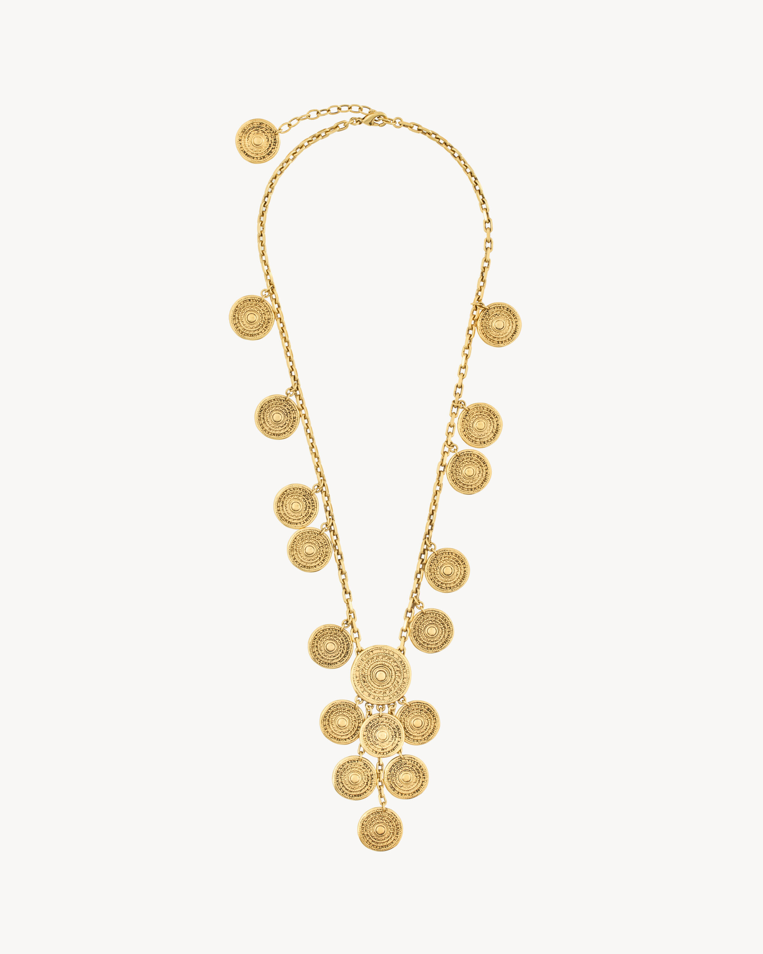 Saint Laurent Yves Charm Necklace In Metal - Yellow/gold - Women