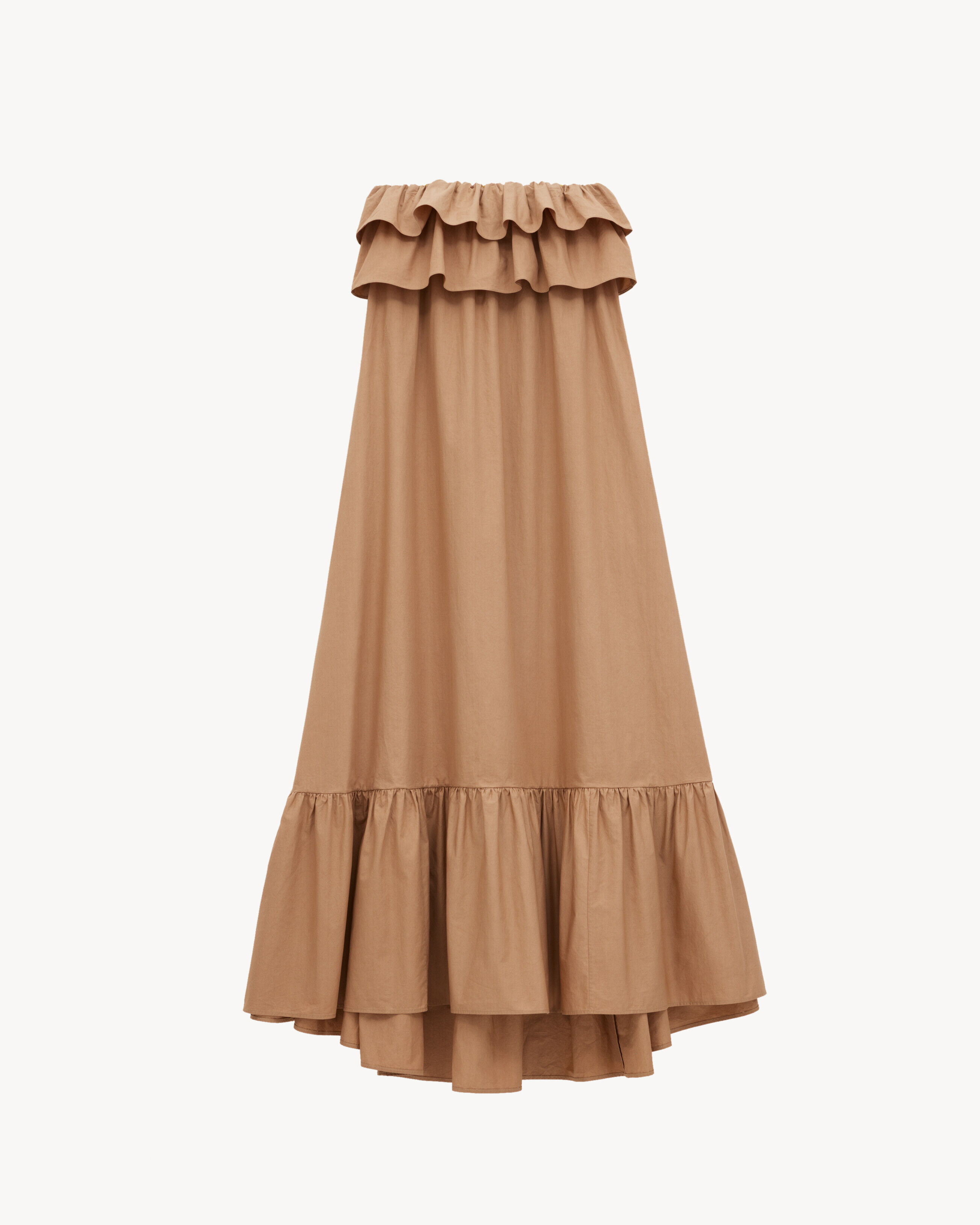 Saint Laurent Ruffled Dress In Cotton Serge - Amber - Women - 42