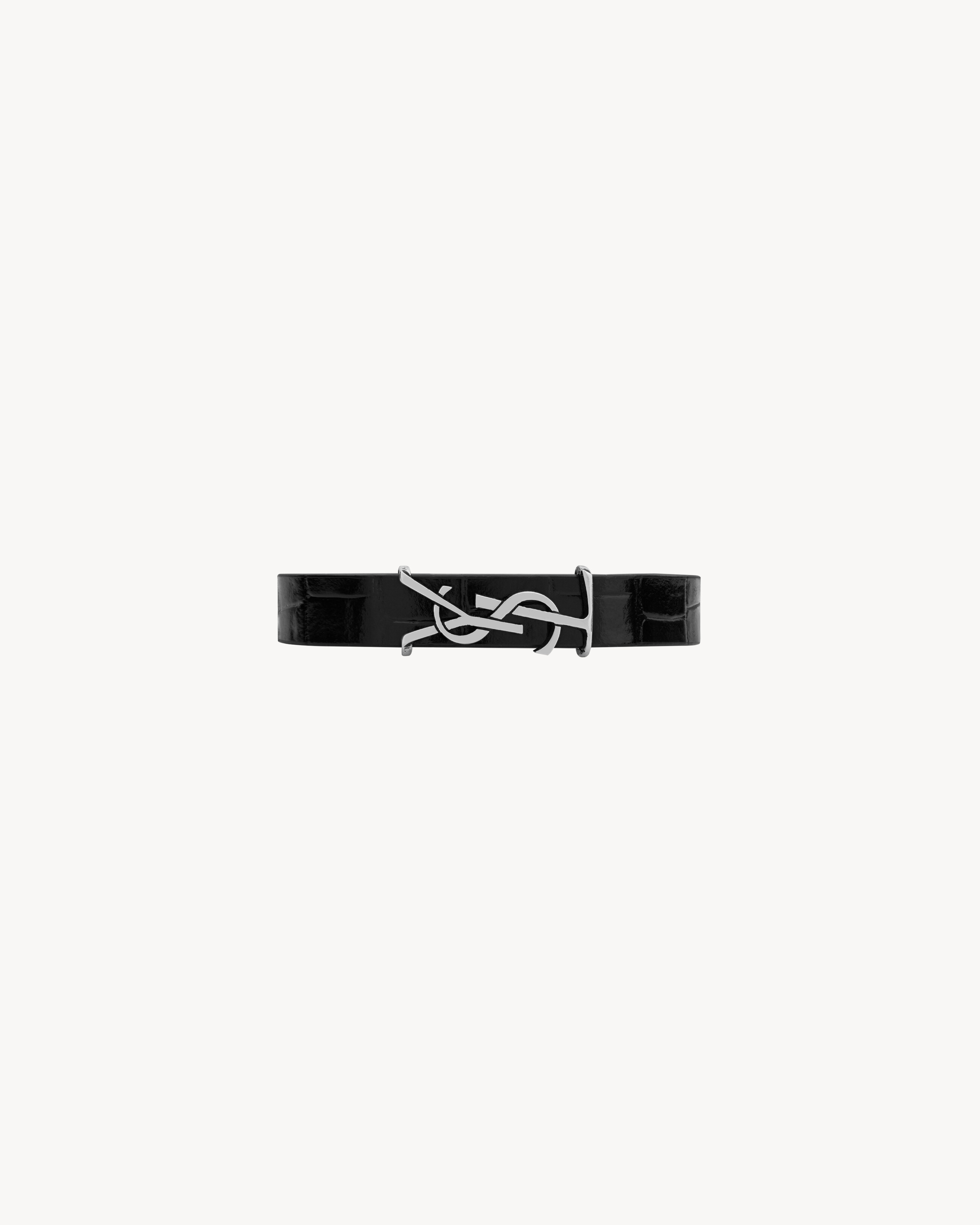 Saint Laurent Bracciale Cassandre In Pelle E Metallo - Nero - One Sizeomo - M