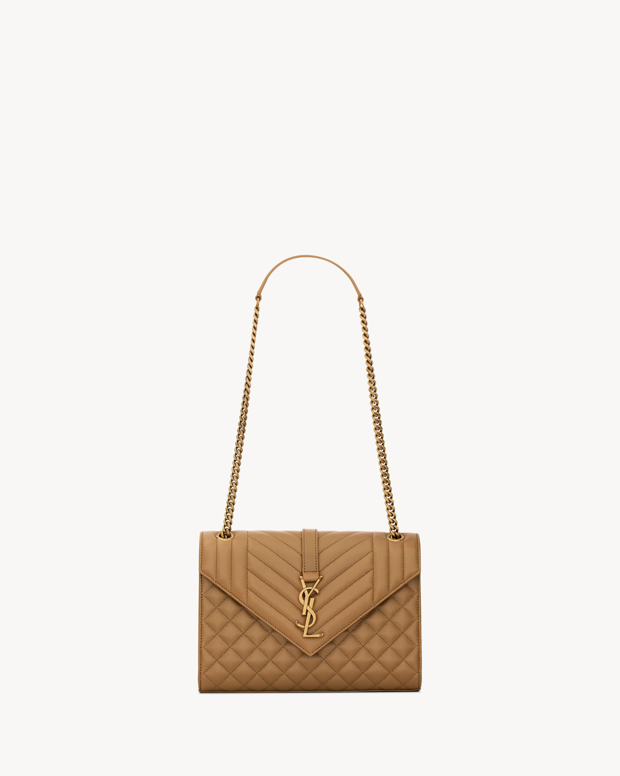 Saint Laurent Envelope Medium En Cuir D’Agneau Matelassé - Ambre - Femme