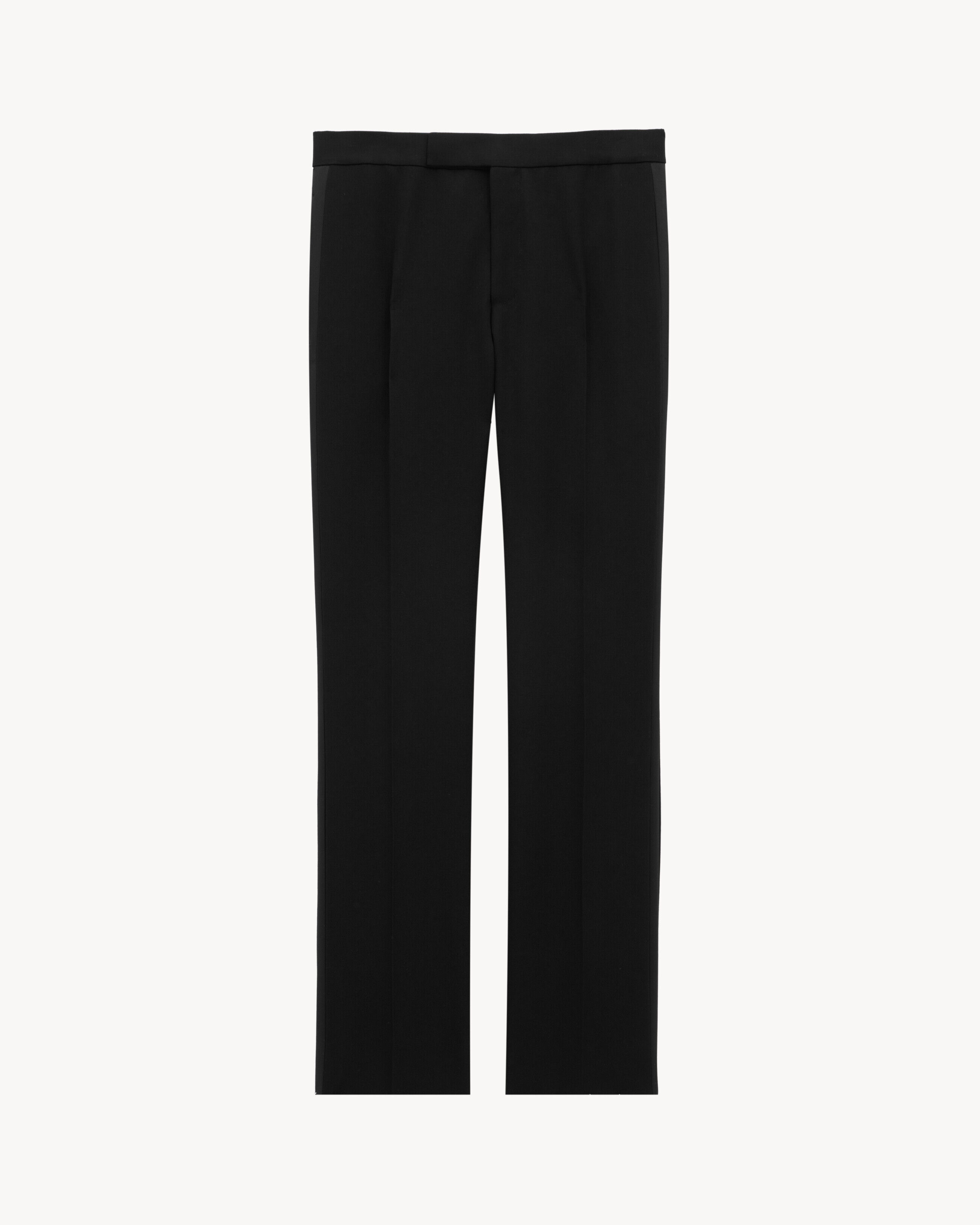 Saint Laurent Tuxedo Straight Pants In Grain De Poudre - Black - Men - 44