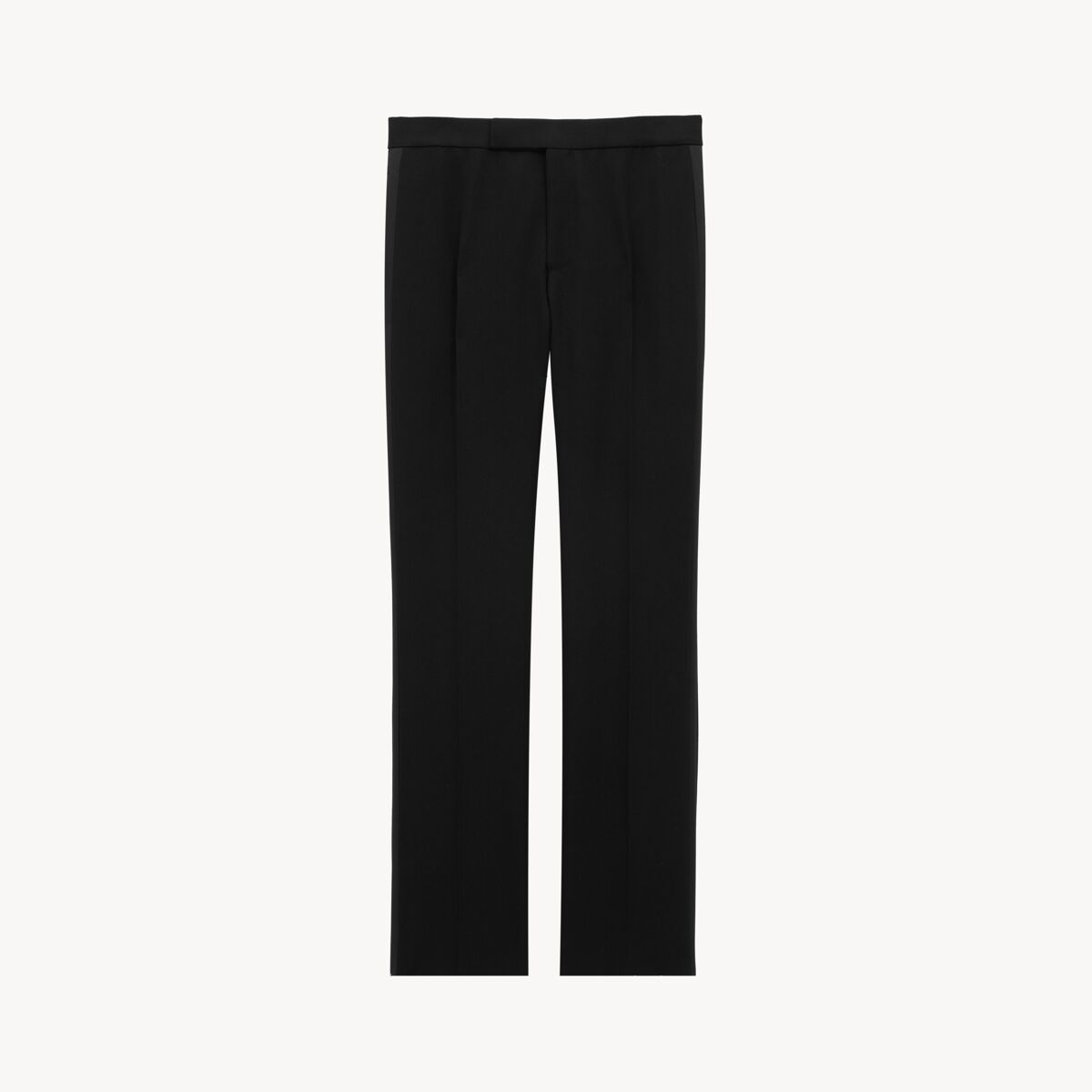 Saint Laurent Tuxedo Straight Pants In Grain De Poudre - Black - Men - 44