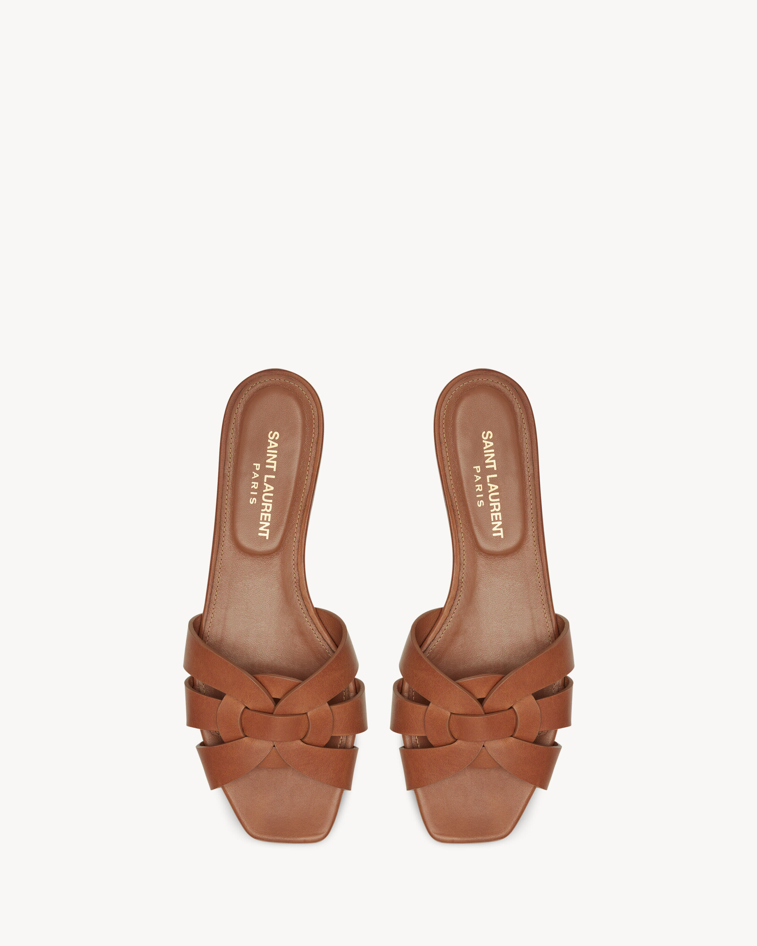 Saint Laurent Tribute Mules In Smooth Leather - Amber - Women - 35