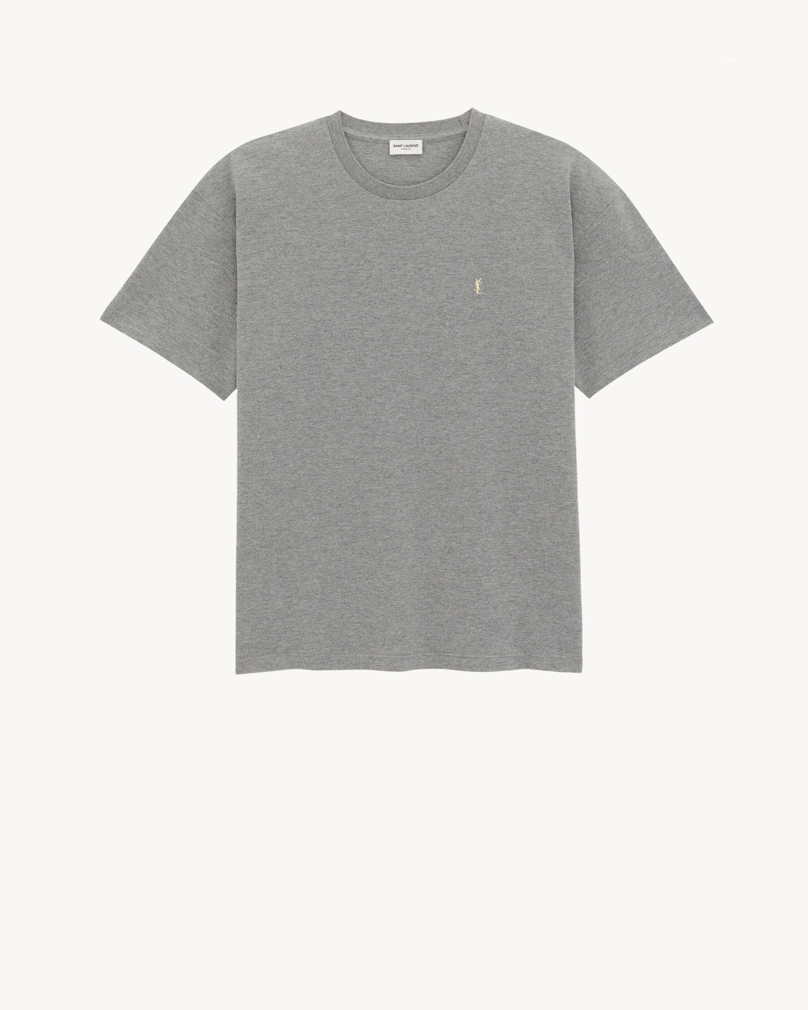 Saint Laurent Cassandre T-Shirt In Piqué - Grey - Men - S