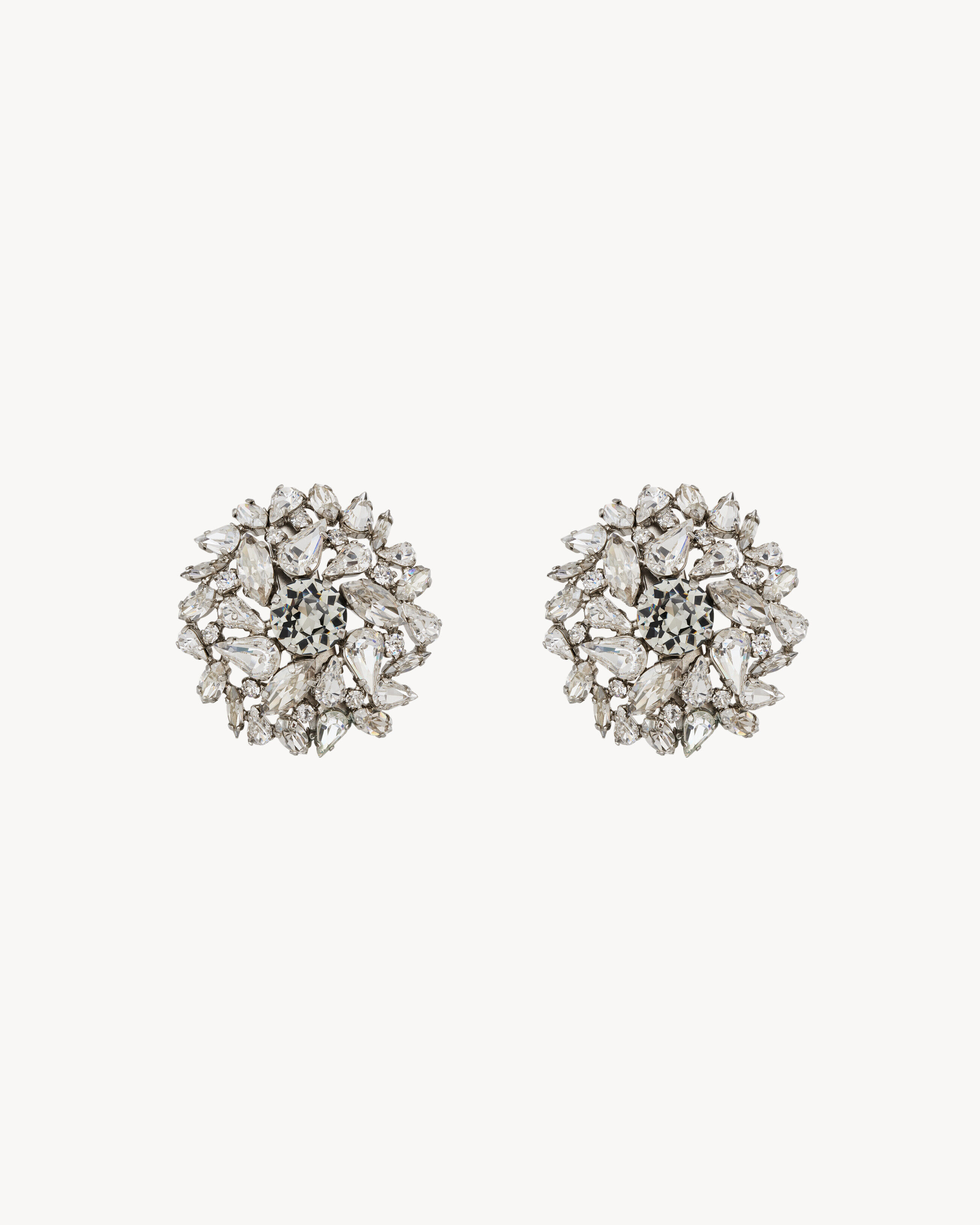 Saint Laurent Rhinestone Snowflake Earrings In Metal - Silver - Women