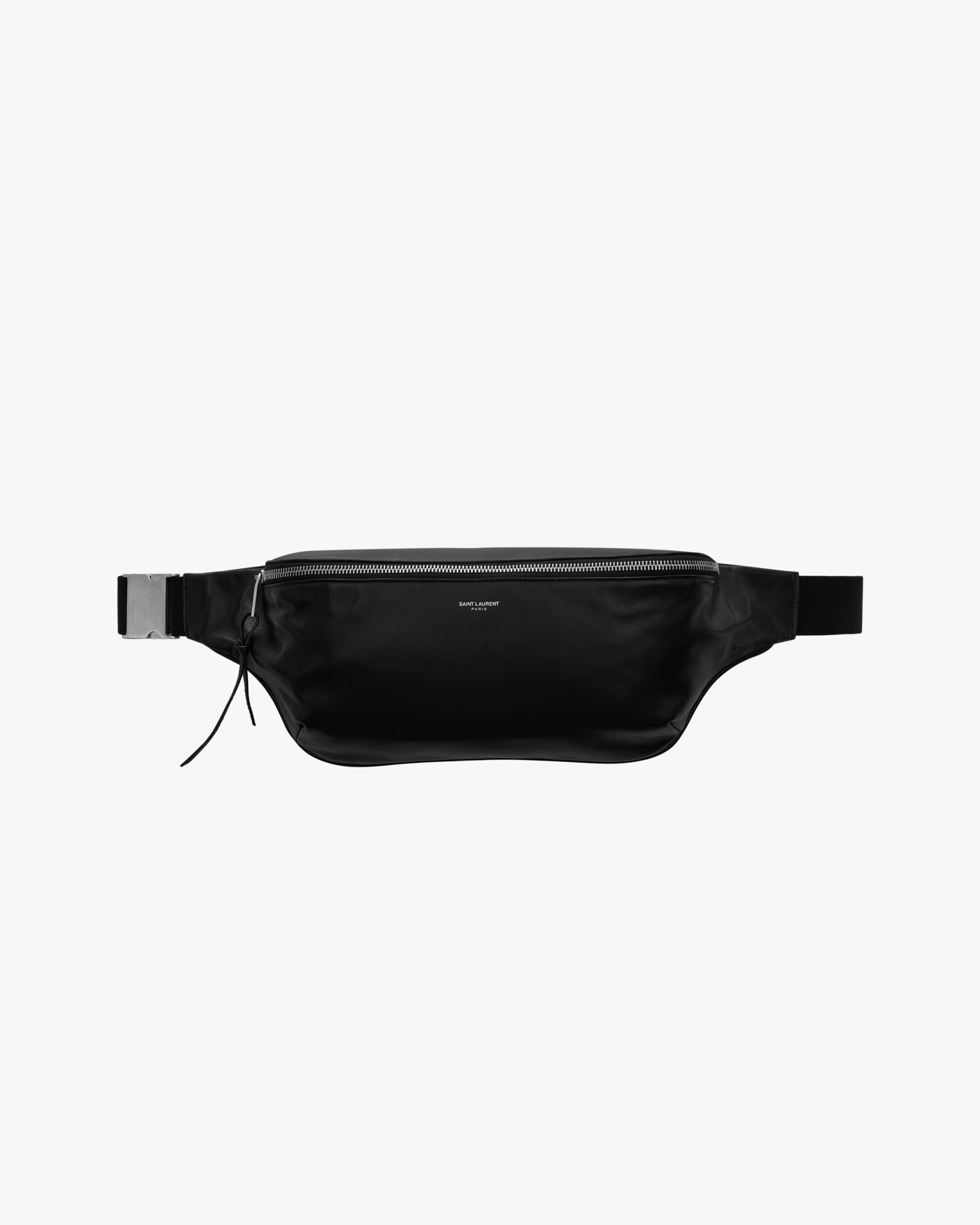 Saint Laurent City Crossbody Bag In Lambskin And Cotton - Black - Men