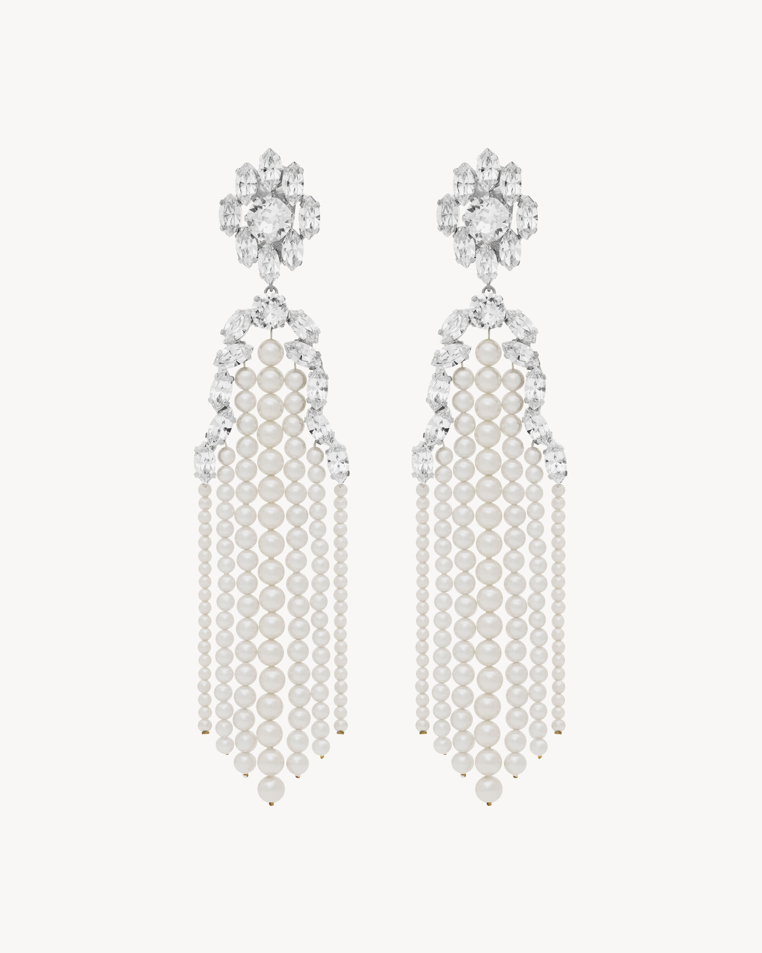 Saint Laurent Chandelier Earrings In Metal - White - Women