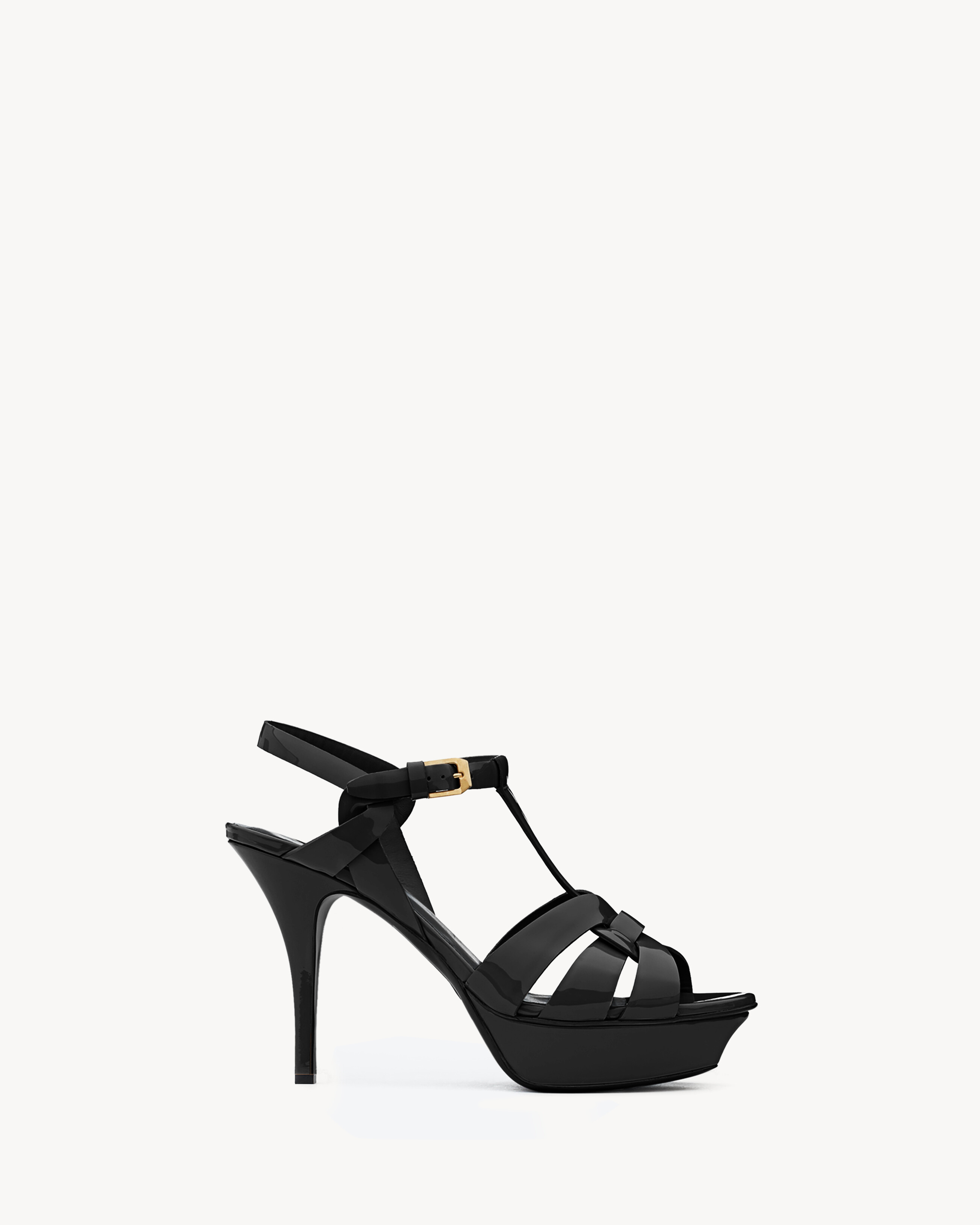 Saint Laurent Tribute Platform Sandals In Patent Leather - Black - Women - 40.5