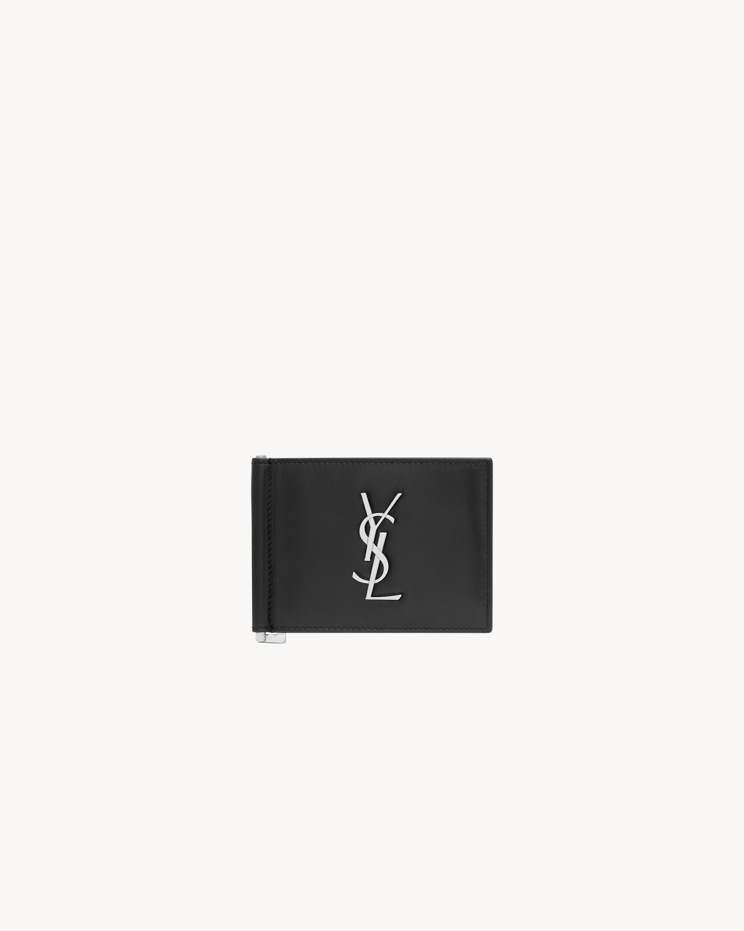 Saint Laurent Cassandre Bill Clip Wallet In Smooth Leather - Black - Men