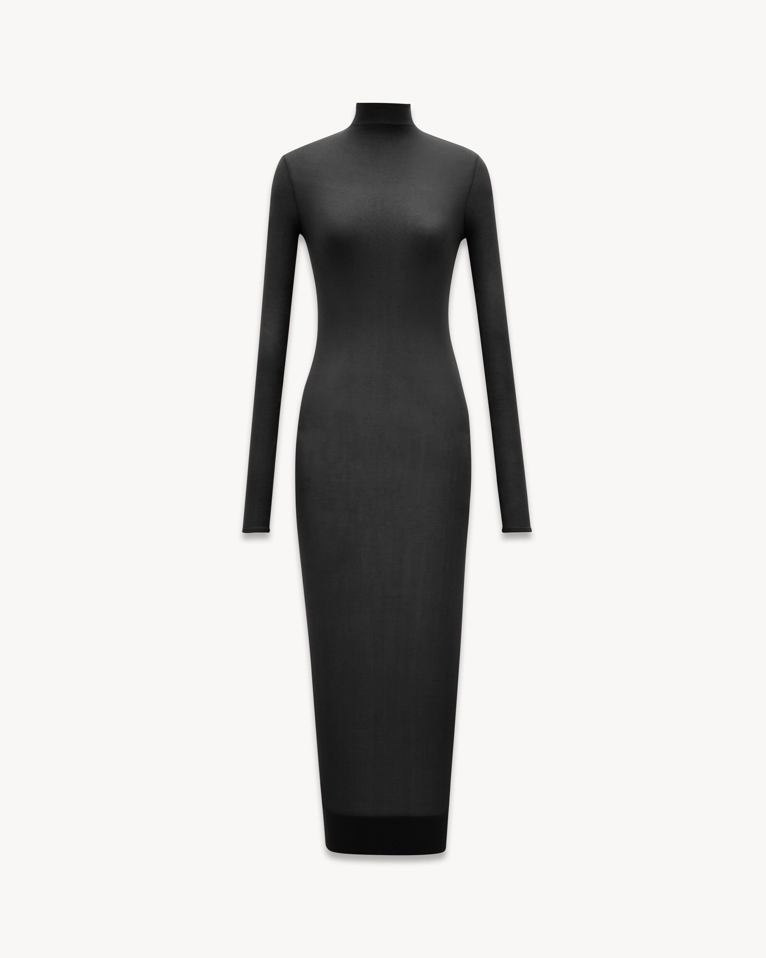 Saint Laurent Turtleneck Dress In Stretch Jersey - Black - Women - S