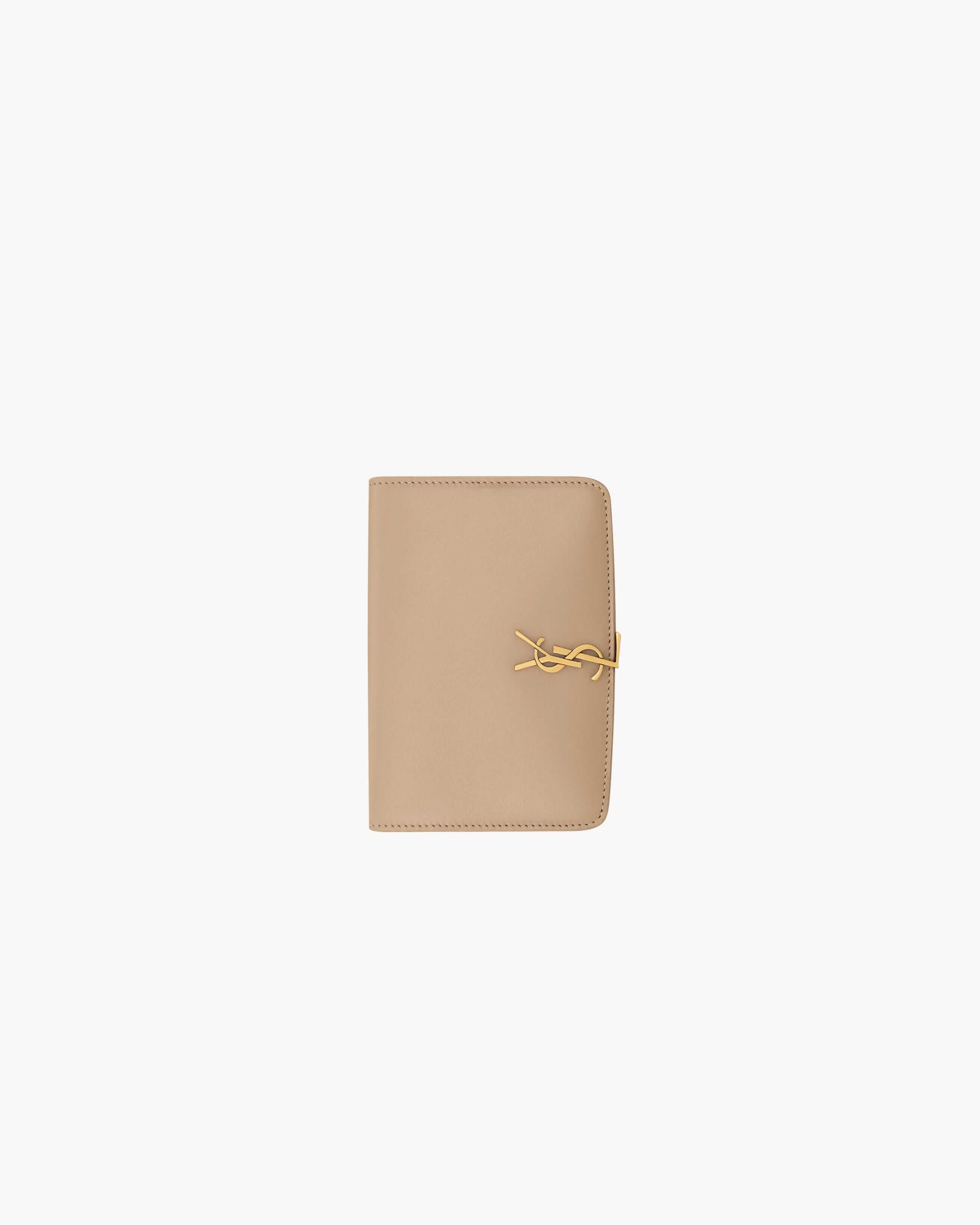 Saint Laurent Voltaire Passport Case In Box - Beige - Women