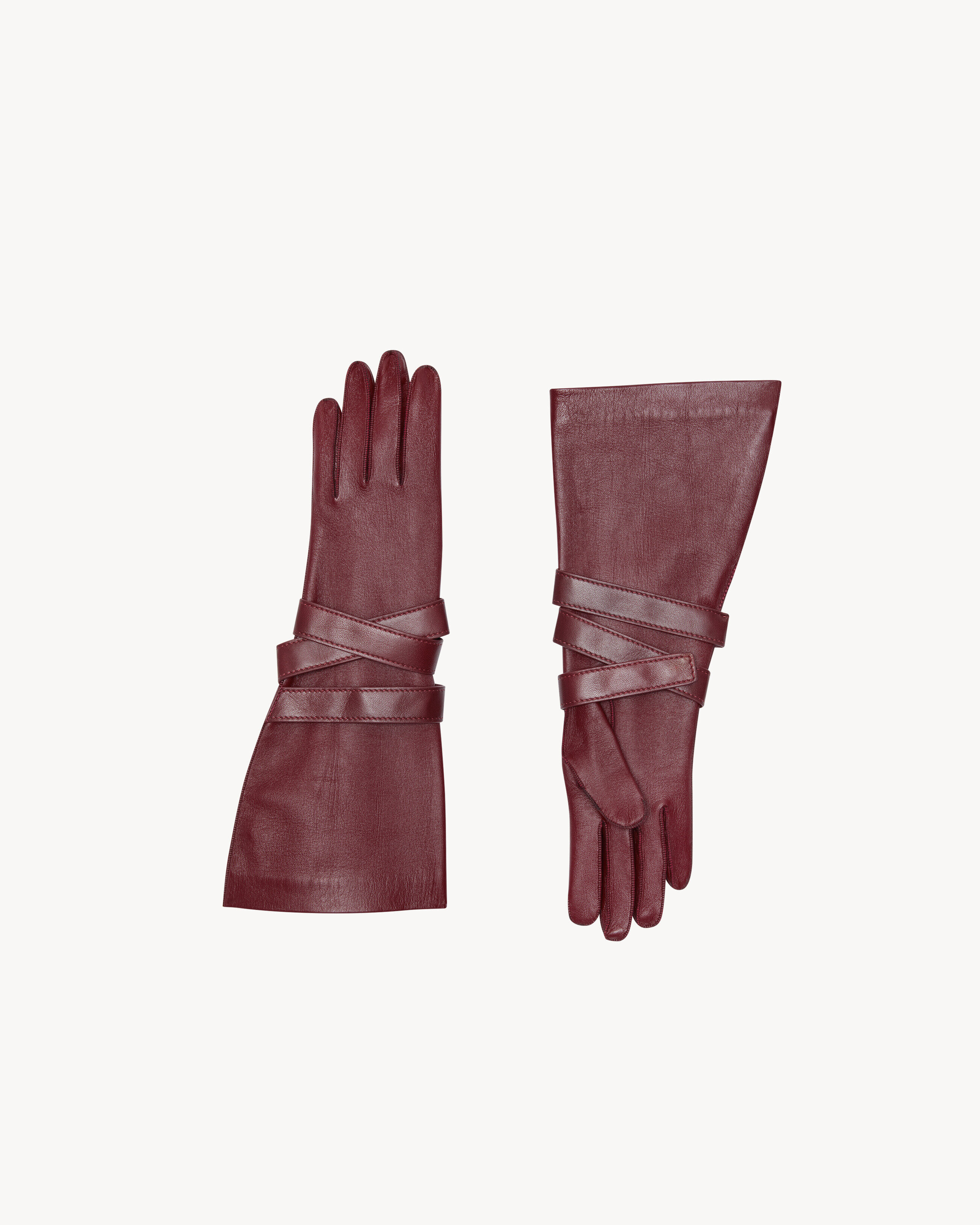 Saint Laurent Aviator Gloves In Leather - Red - Women - 7.5