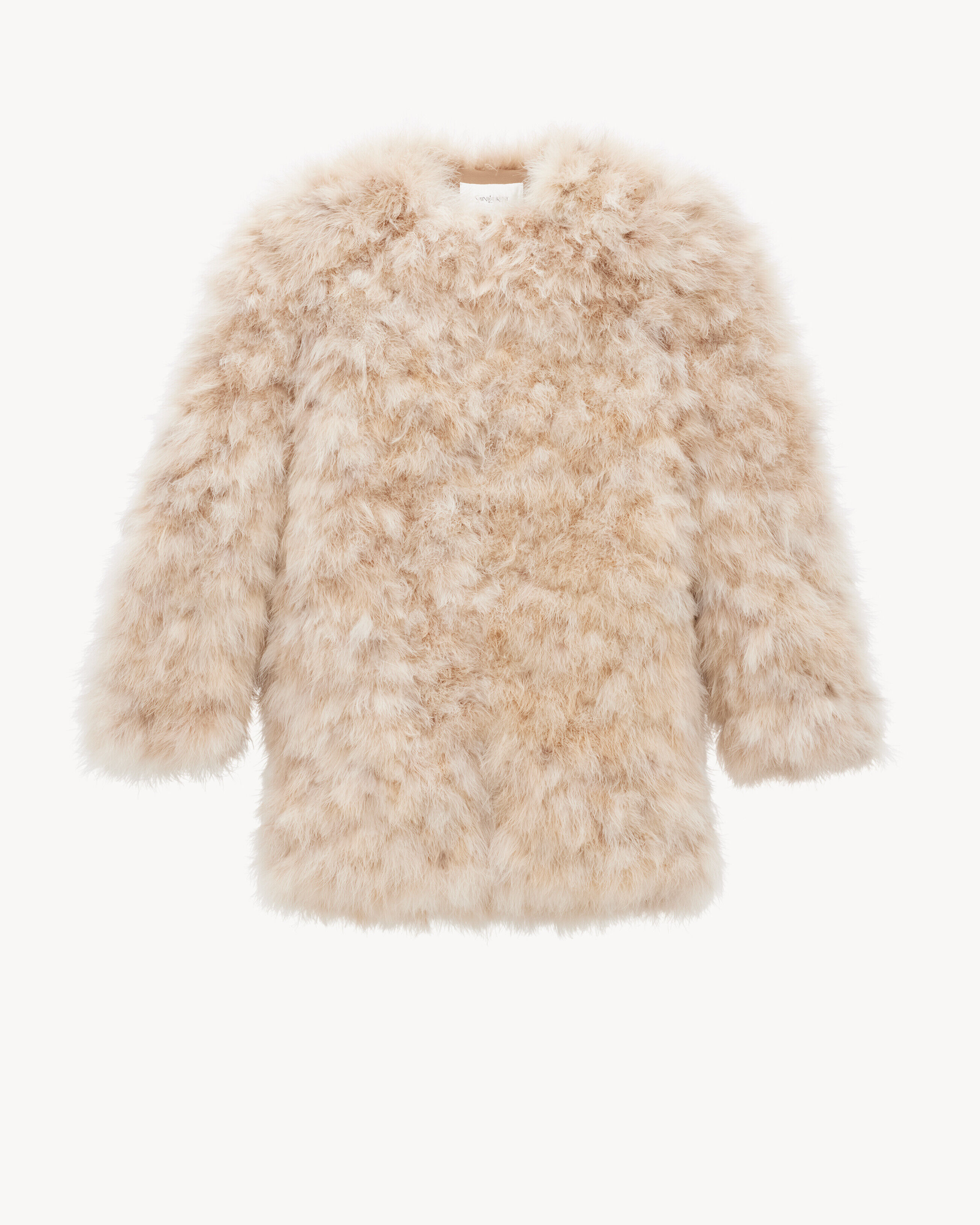 Saint Laurent - Abrigo De Plumas De Marabú - Beige - Mujer - 36