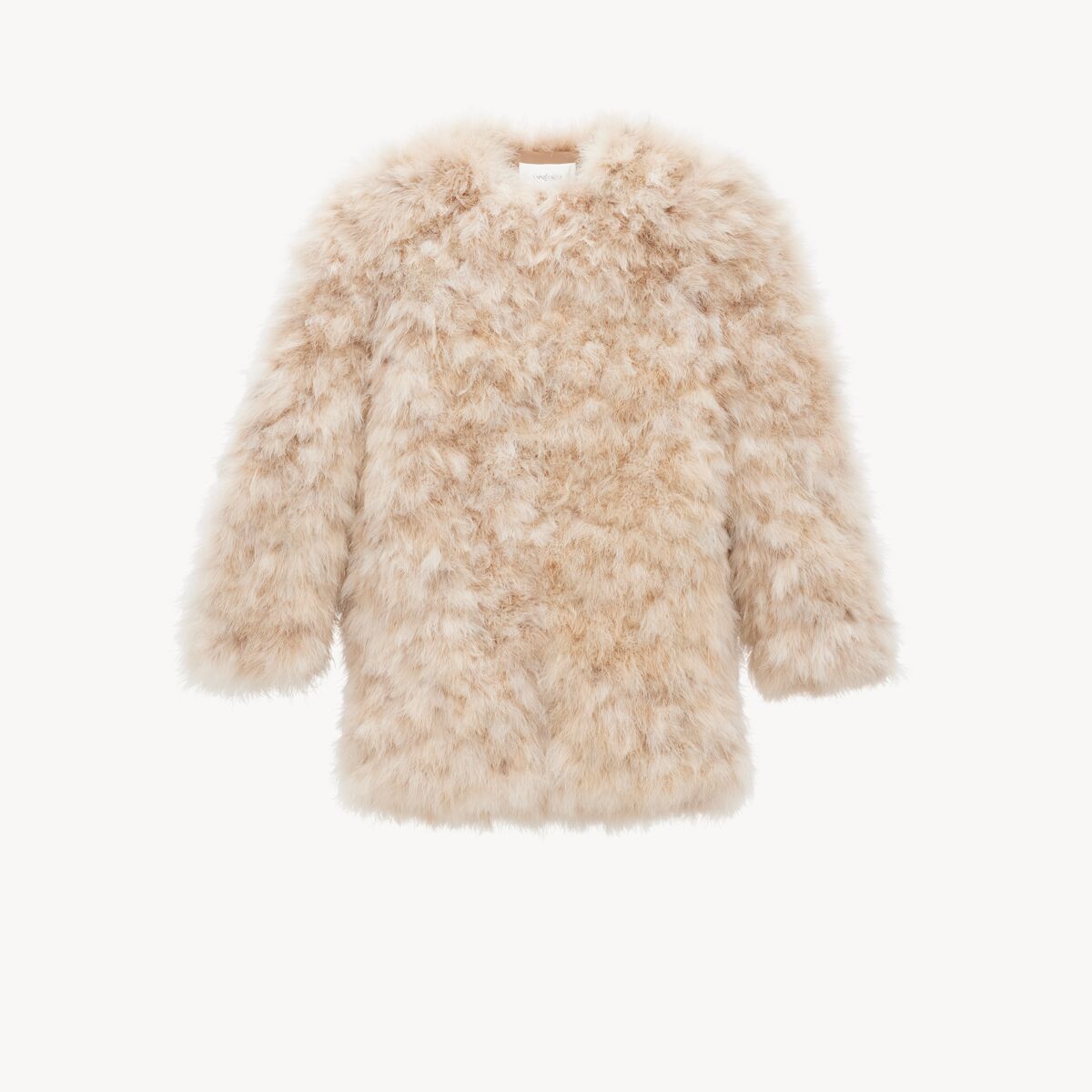 Saint Laurent Feather Coat In Marabou - Beige - Women - 36