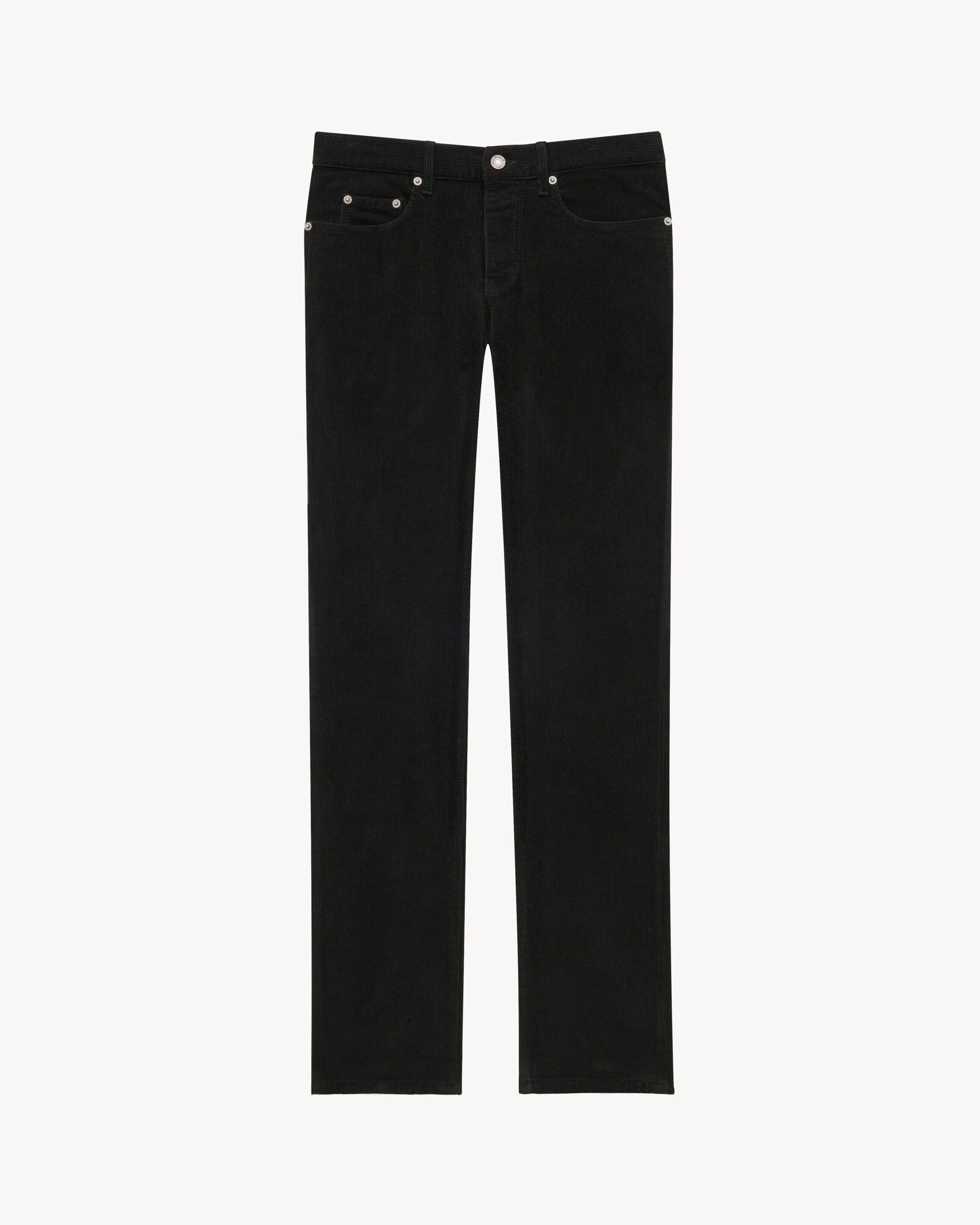 Saint Laurent - Pantalones Slim Estilo Relajado En Pana Negra Efecto Desteñido - Negro - Hombre - 42