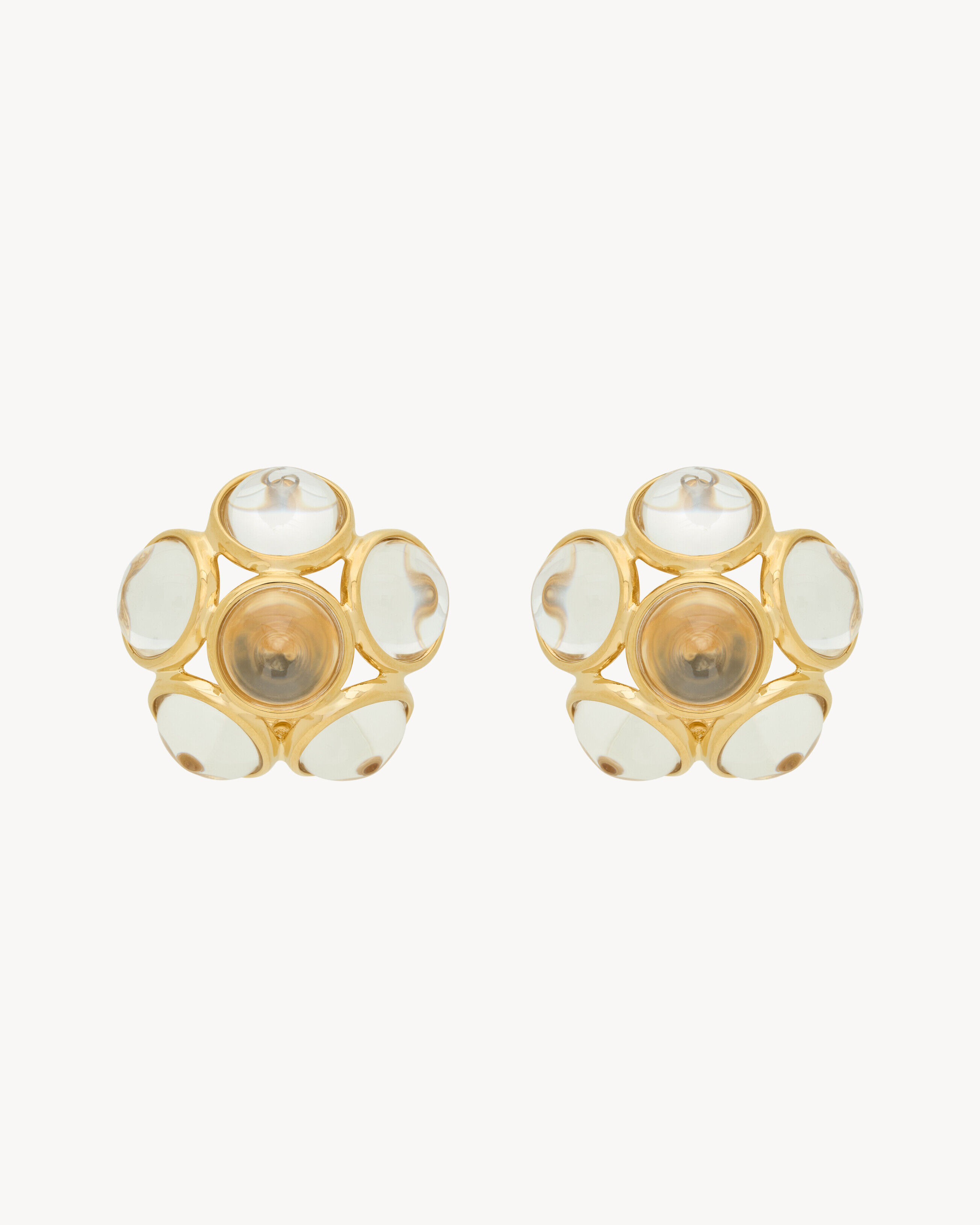 Saint Laurent Flower Earrings In Resin And Metal - White - Women