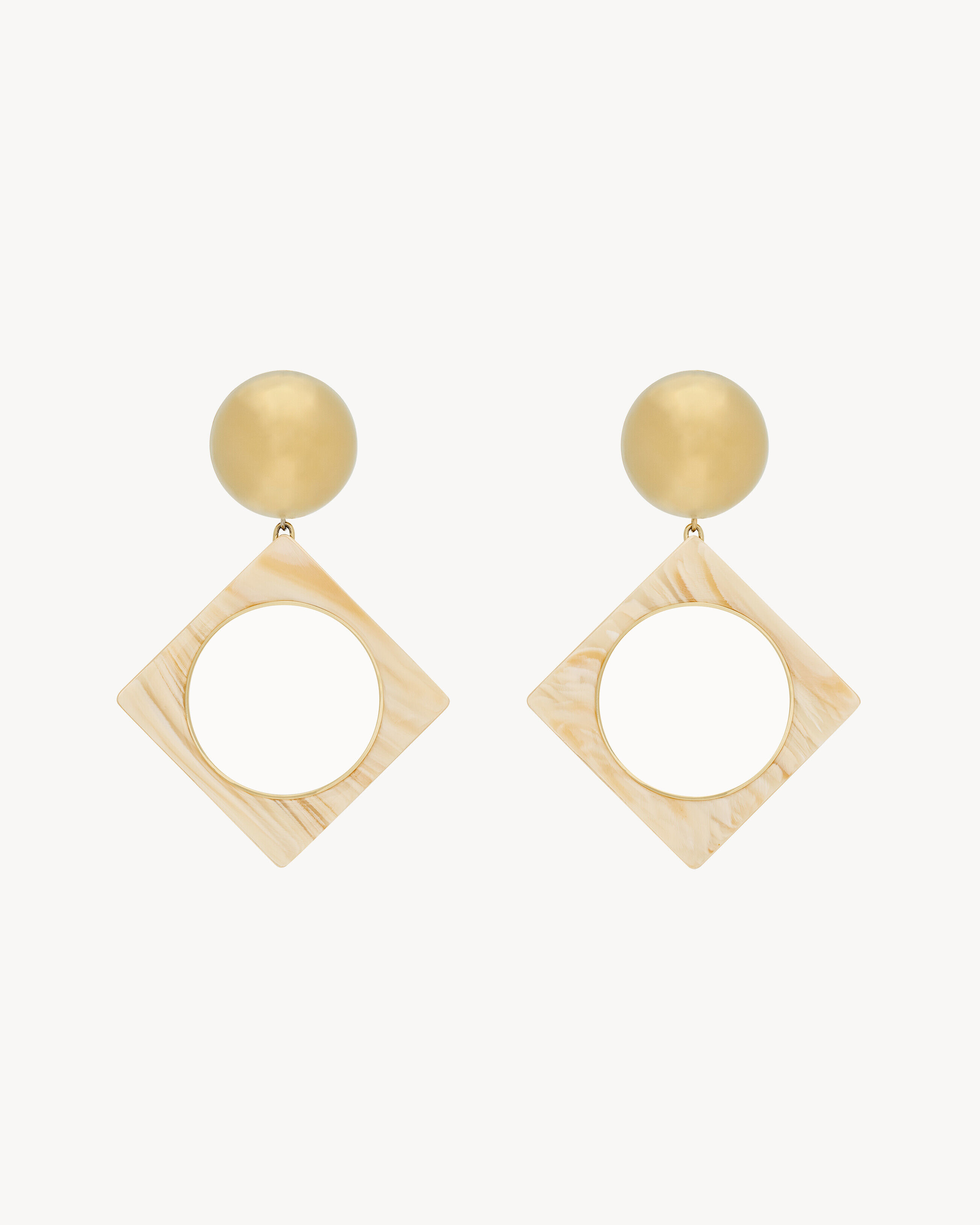 Saint Laurent Geometric Earrings In Resin And Metal - Yellow/gold - Women