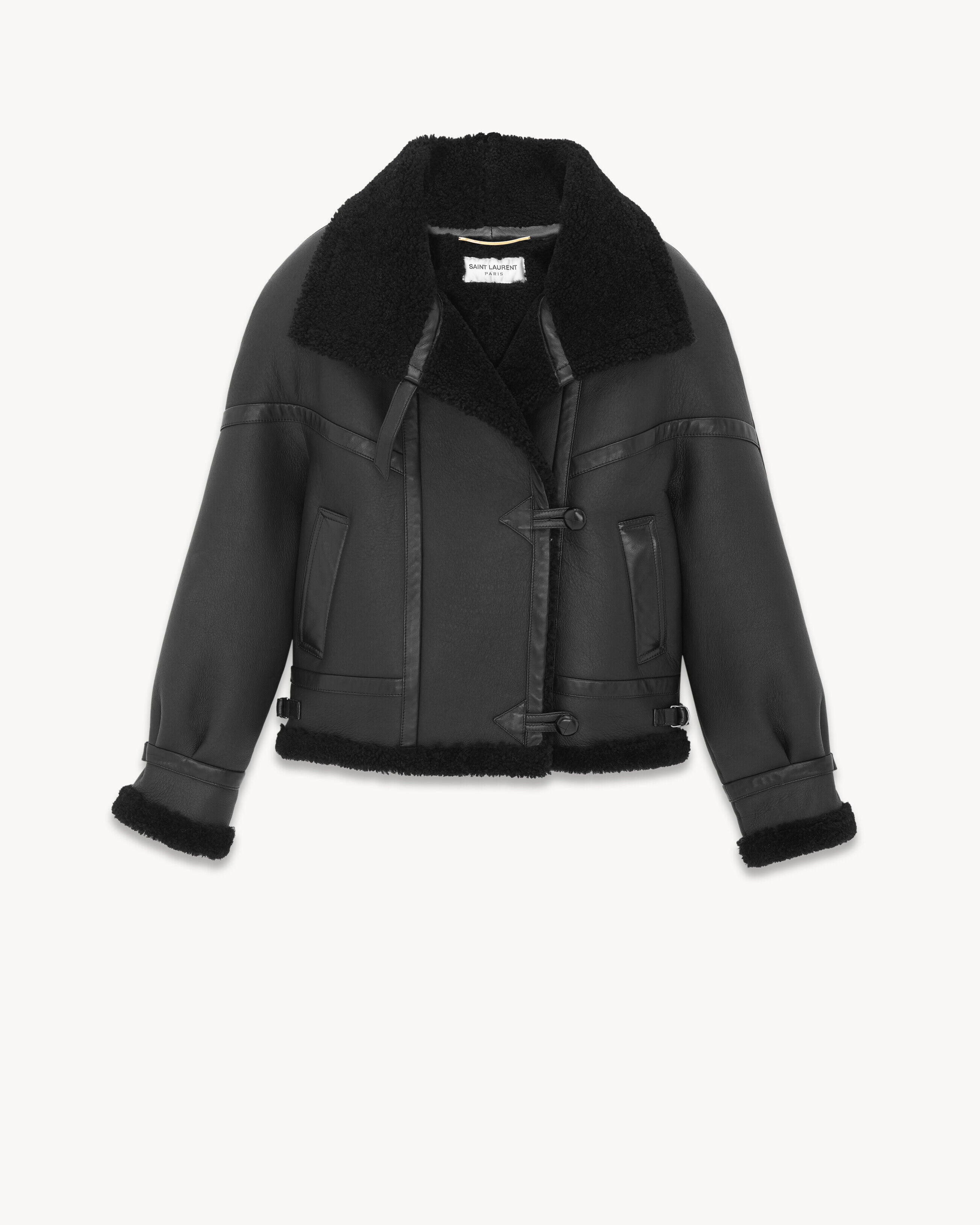 Saint Laurent Aviator Jacket In Lambskin And Shearling - Black - Women - 42