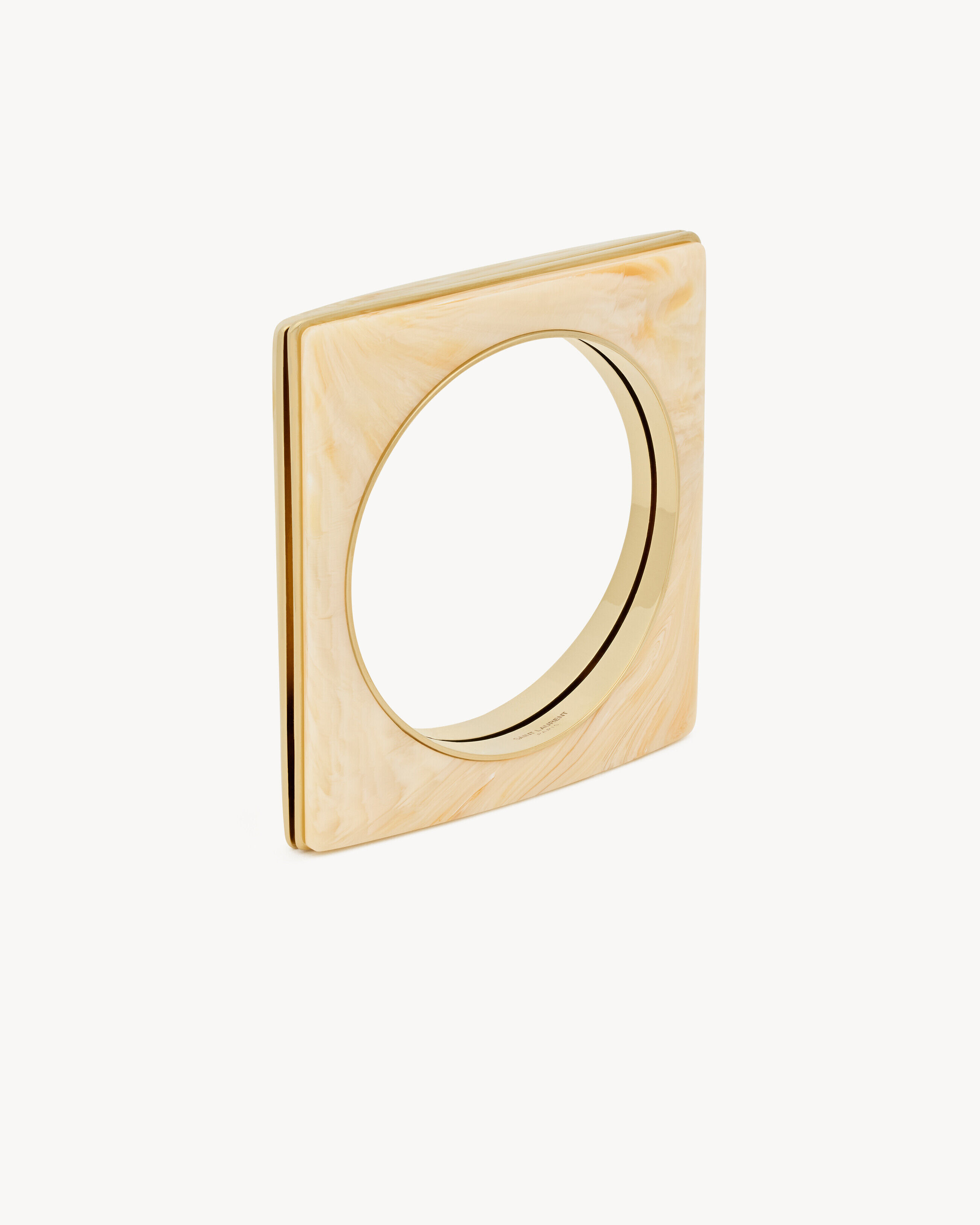 Saint Laurent Split Square Bangle In Resin And Metal - Silver - Women - S