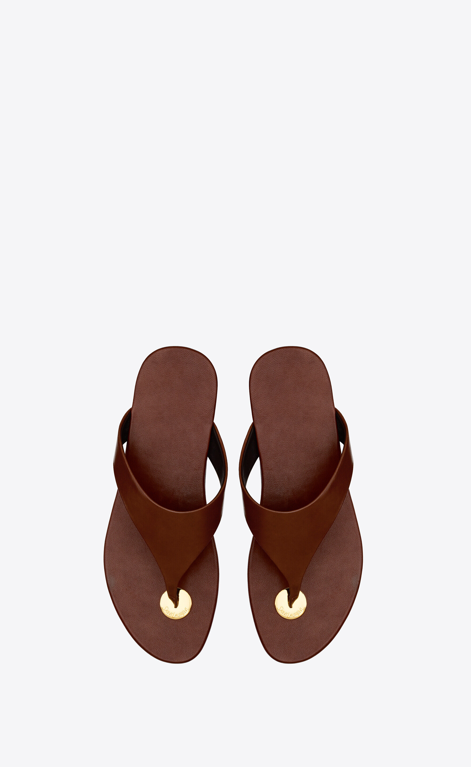 Saint Laurent Kouros Slides In Smooth Leather - Amber - Women - 36