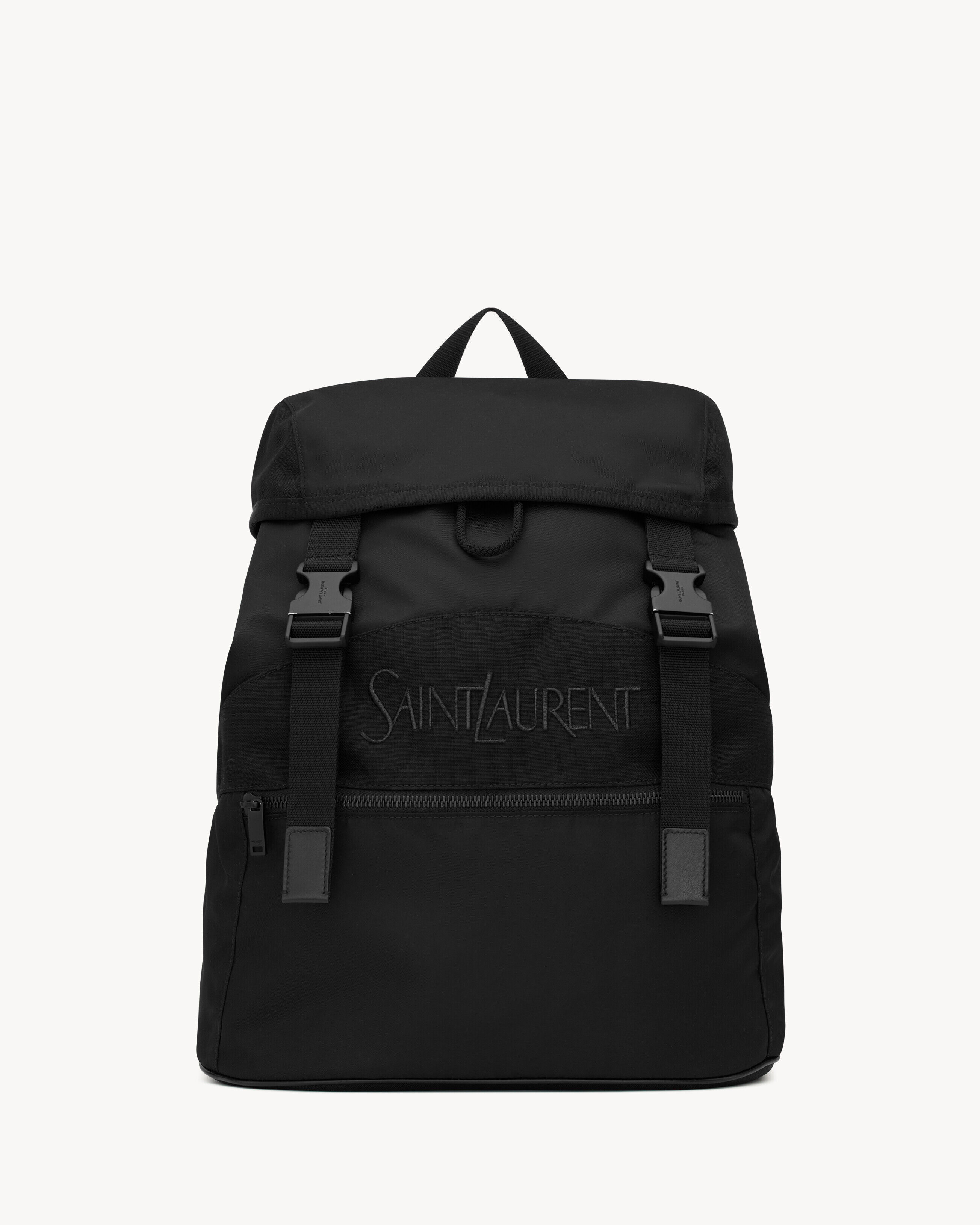 Saint Laurent Saint Laurent Backpack In Econyl And Vegetable-Tanned Leather - Black - Men
