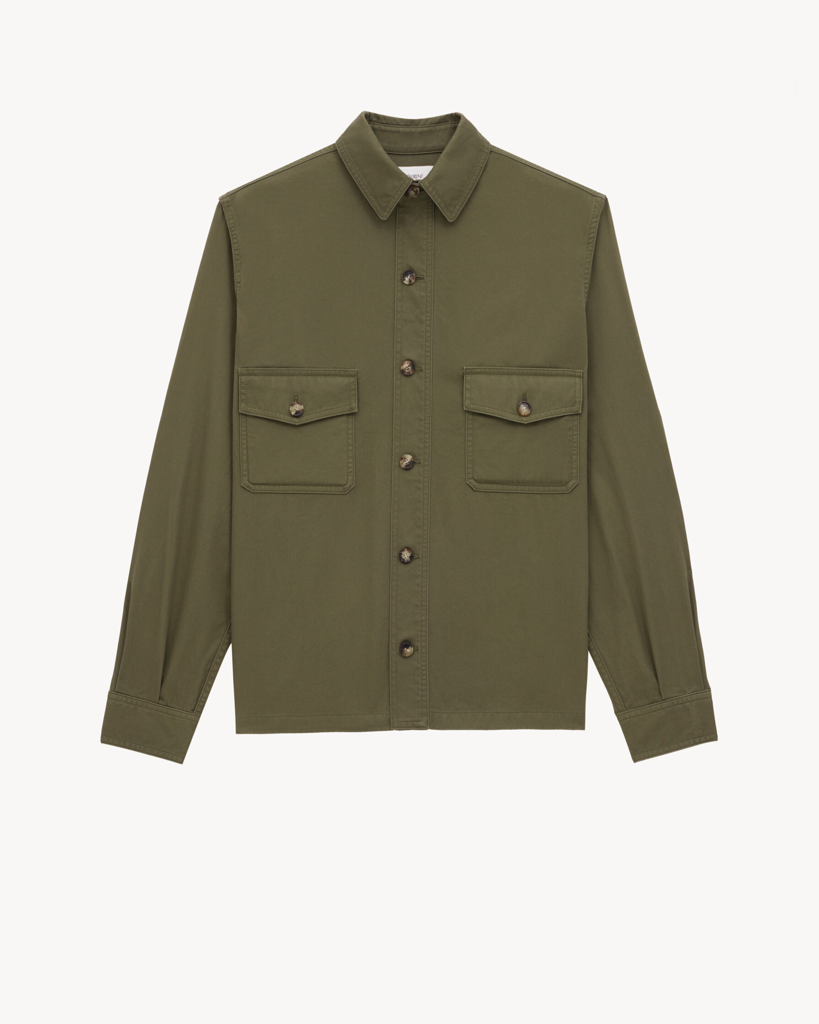 Saint Laurent Overshirt In Cotton Twill - Green - Men - M