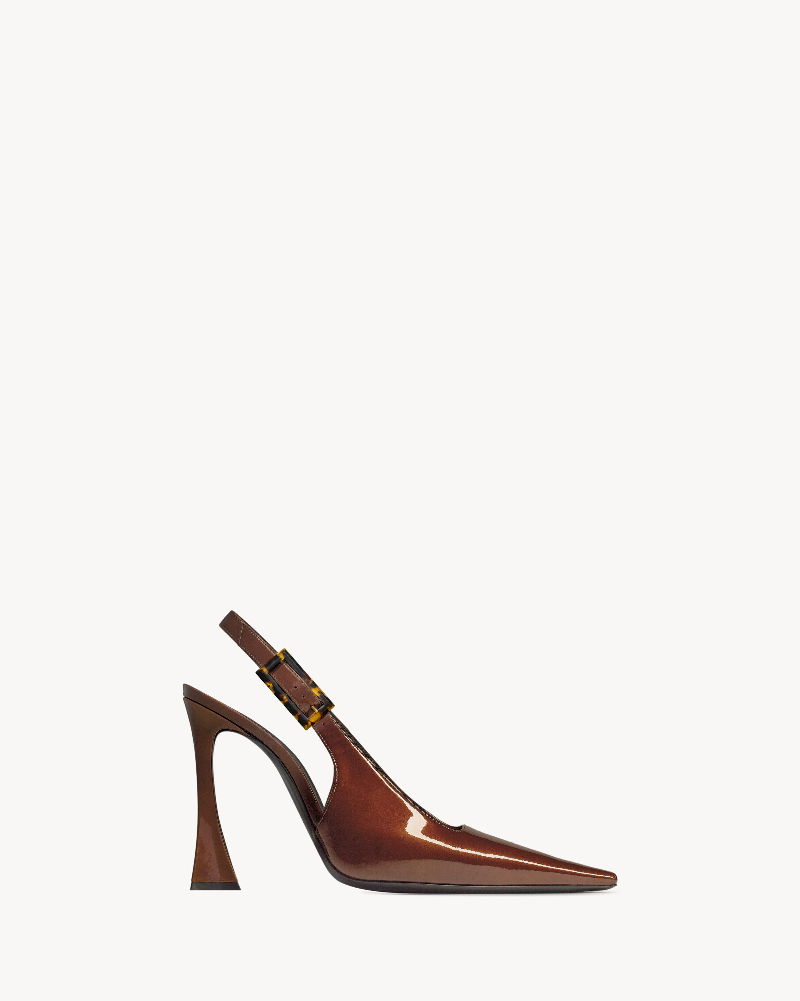 Saint Laurent Dune Slingback Pumps In Patent Leather - Amber - Women - 6