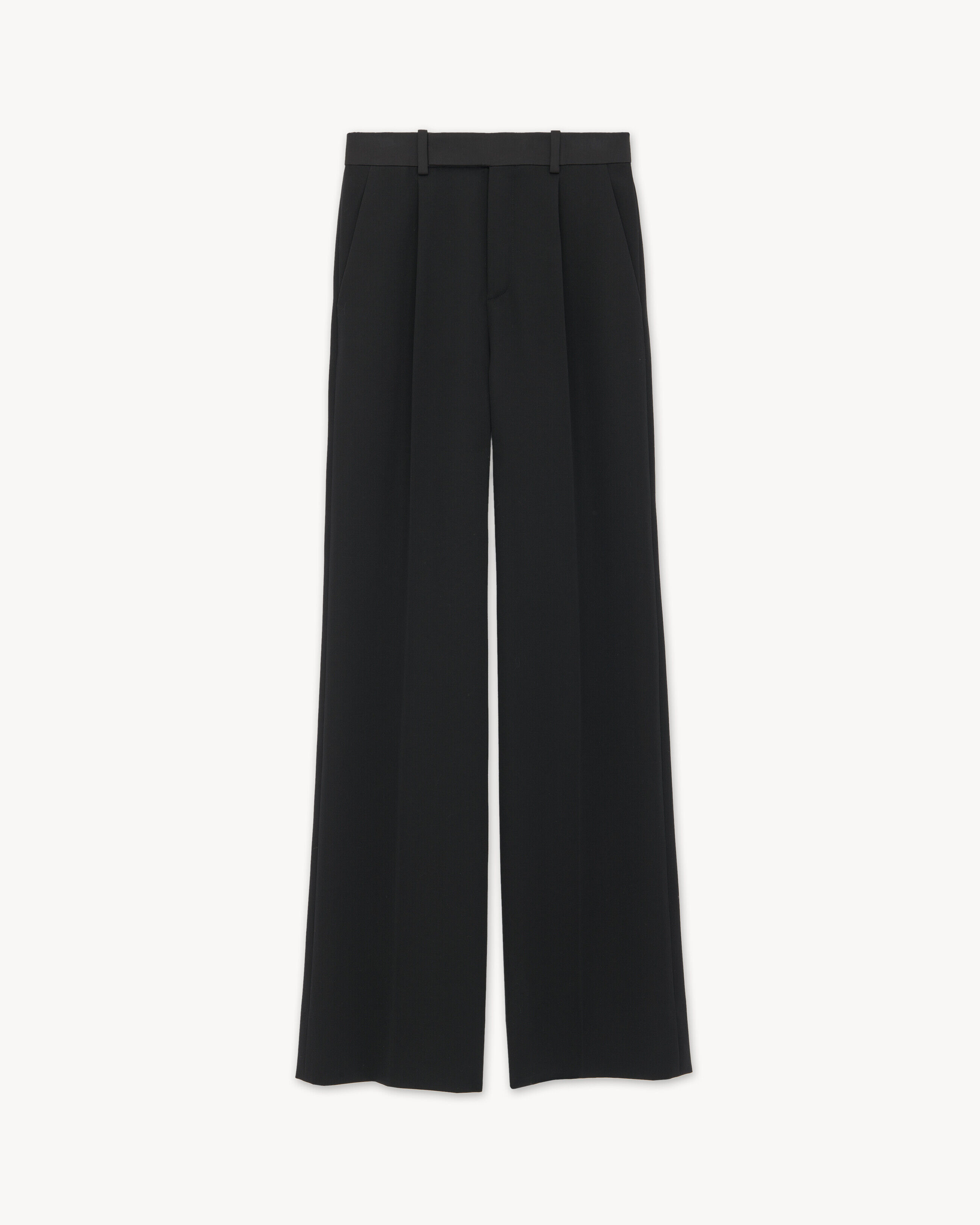 Saint Laurent Tuxedo Pants In Grain De Poudre - Black - Women - 40